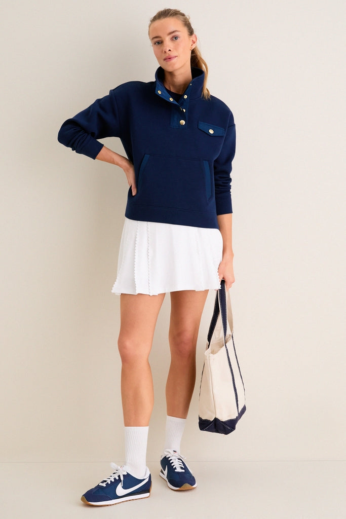 Navy Snap Neck Bailey Pullover-Get Girly