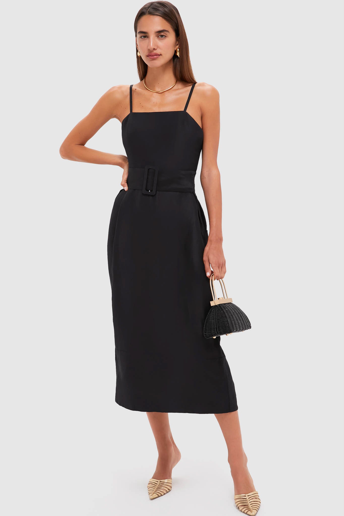 Black Artichoke Dress with Belt-Get Girly