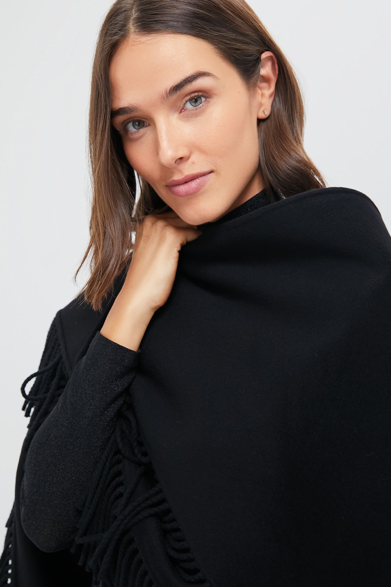 Black Fringe Wrap Scarf-Get Girly