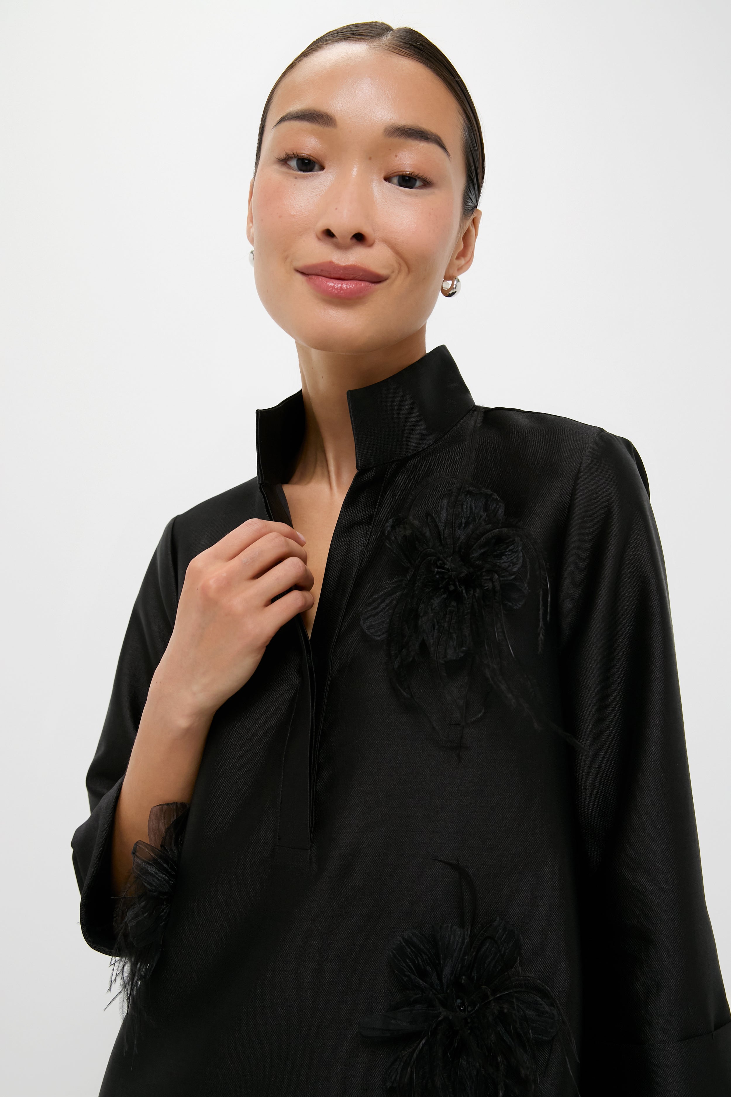 Black Embellished Dupioni Megan Dress-Get Girly