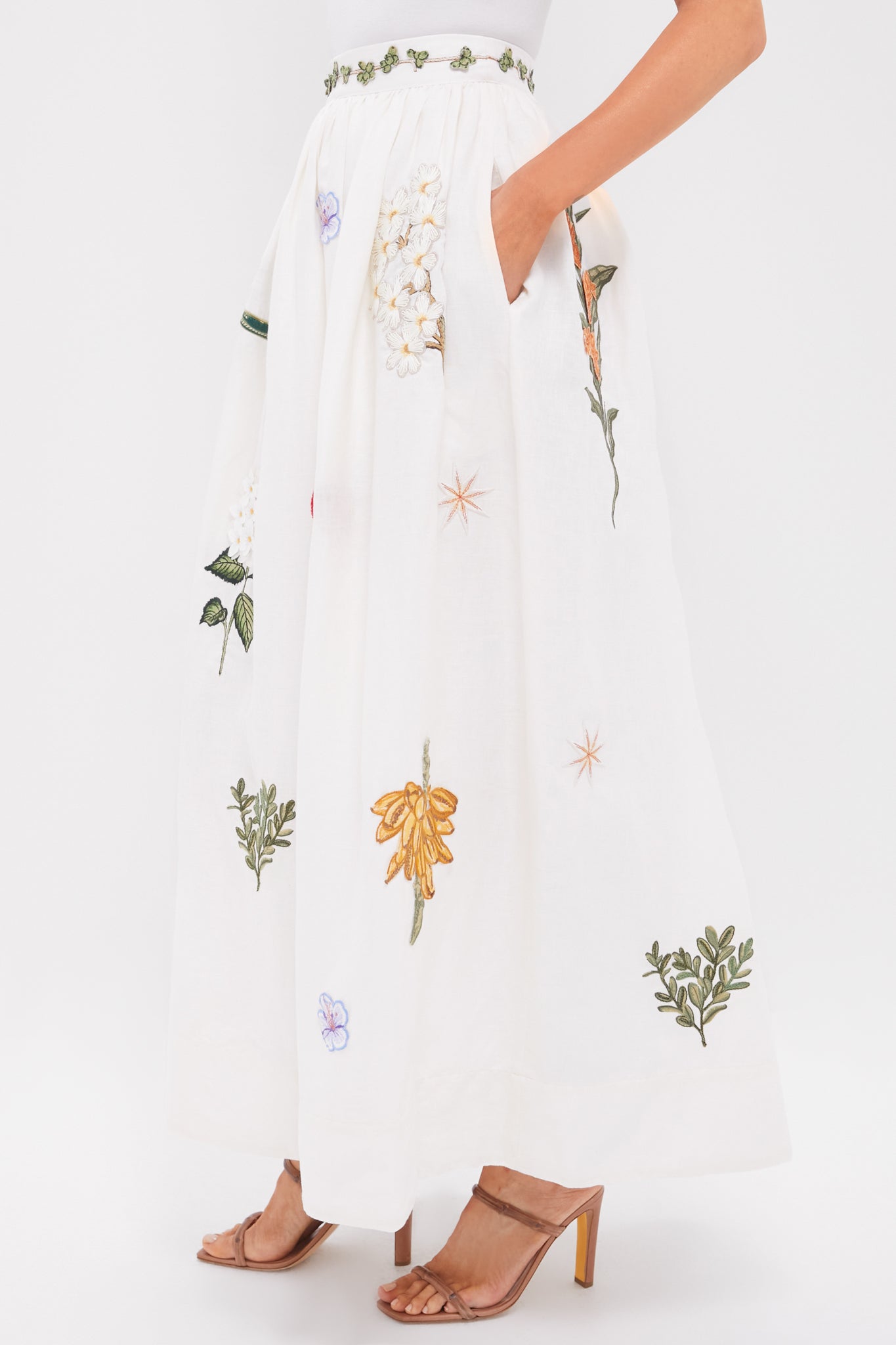 Wild Tangelo Embroidered Applique Maxi Skirt-Get Girly