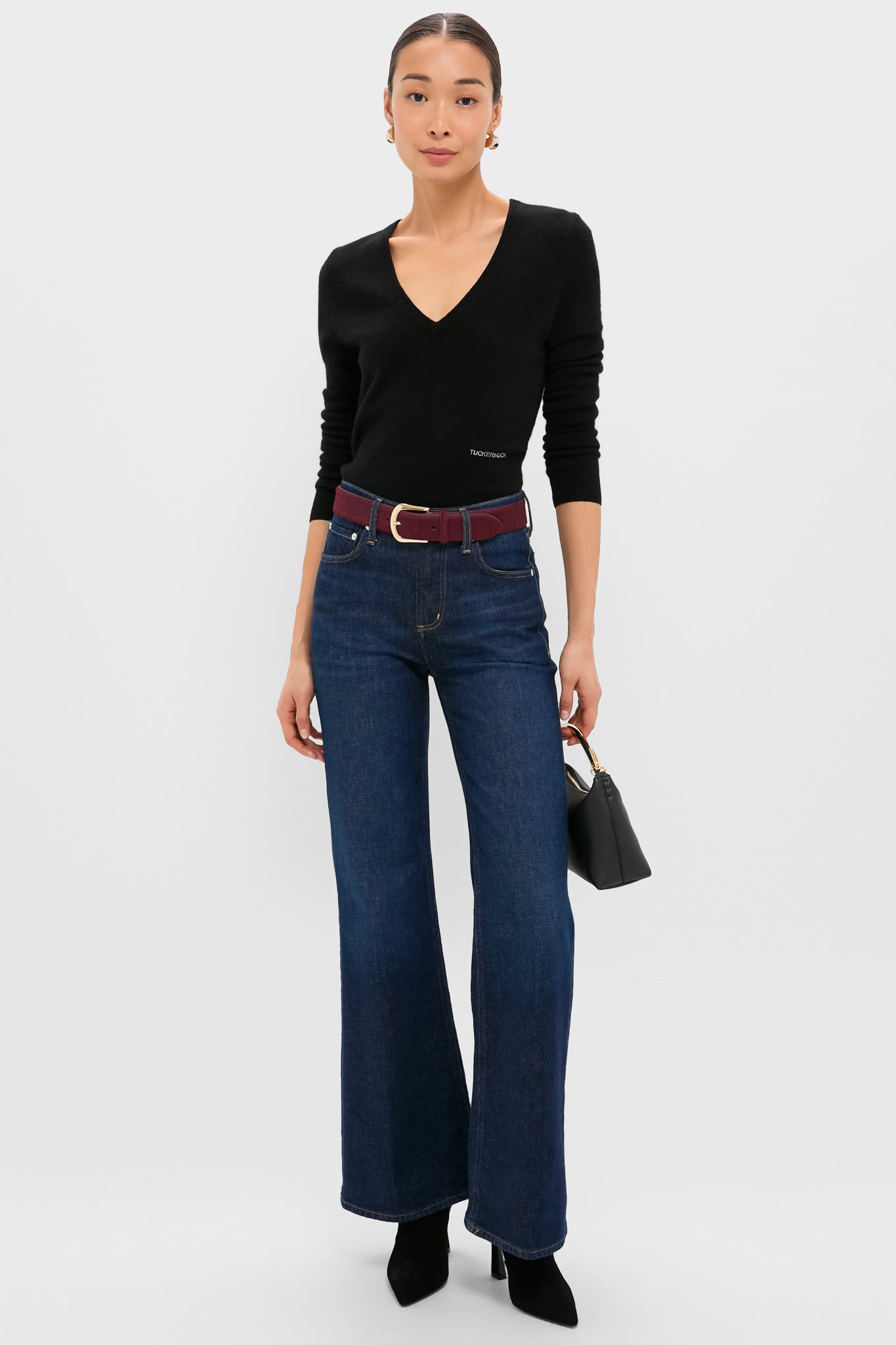 Black Cashmere V-Neck Sweater-Get Girly