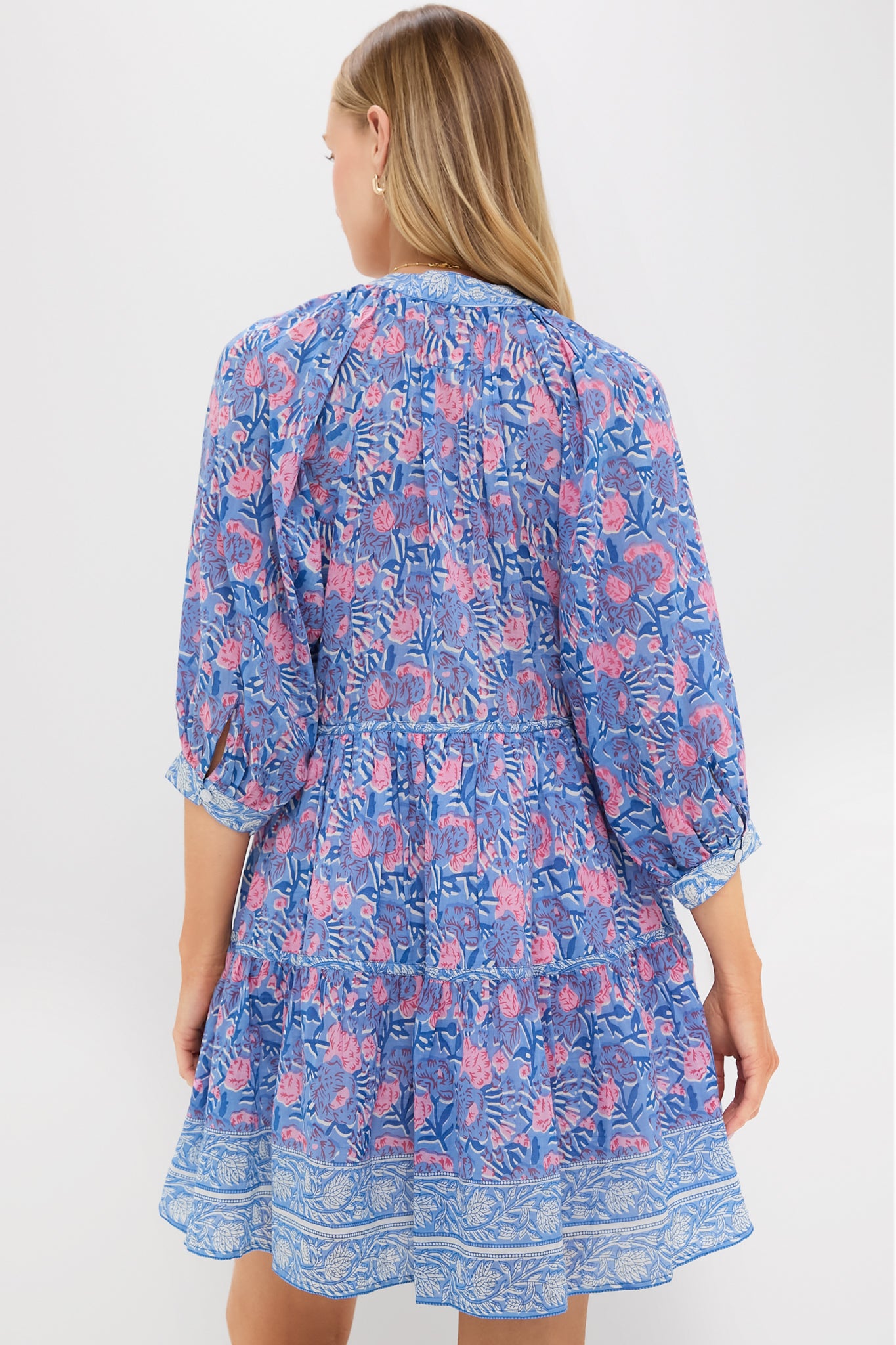 Blue Pink Printed Clara Mini Dress-Get Girly