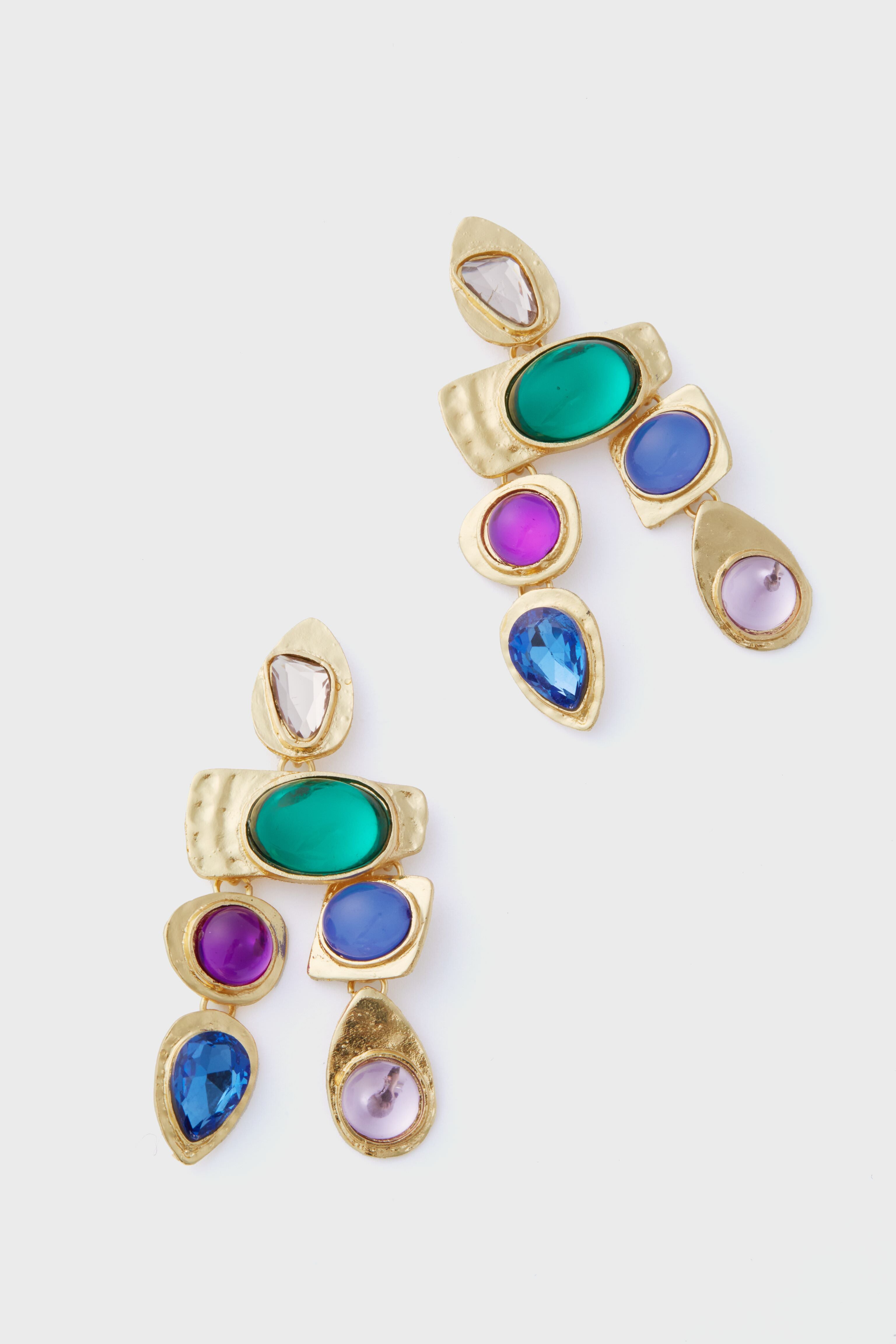 Jewel Multi Stone Earrings-Get Girly