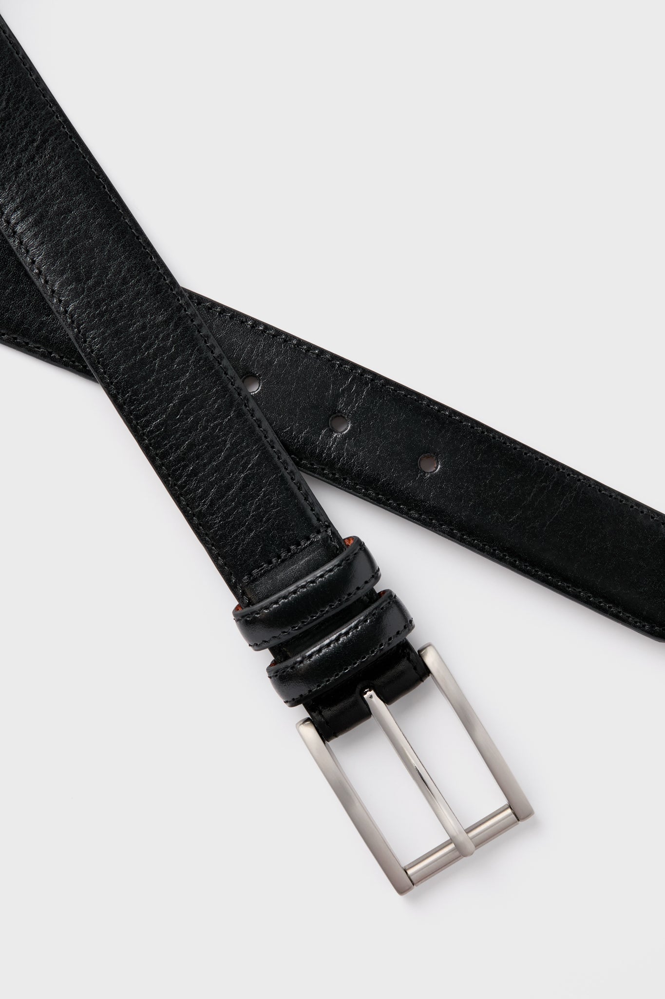 Black Lorenzo 32mm Dropped Edge Leather Belt-Get Girly