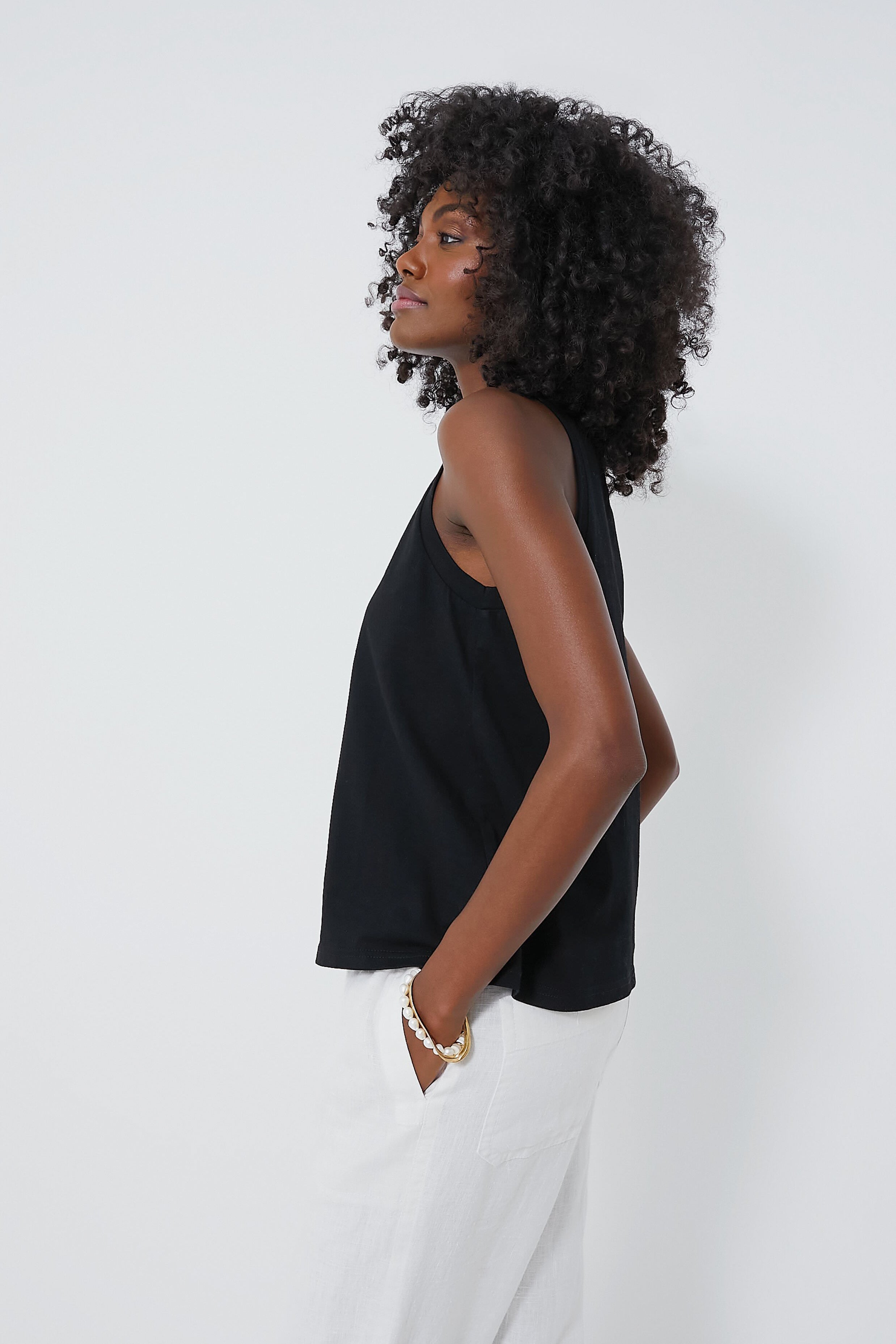 Black Anthos Cotton Tank-Get Girly