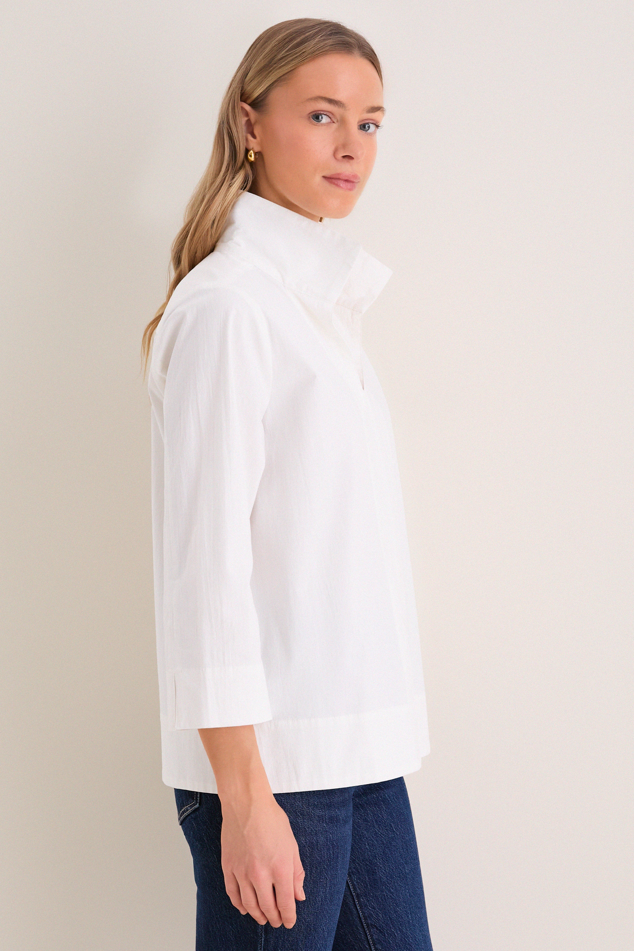 White Margot Stand Collar Blouse-Get Girly