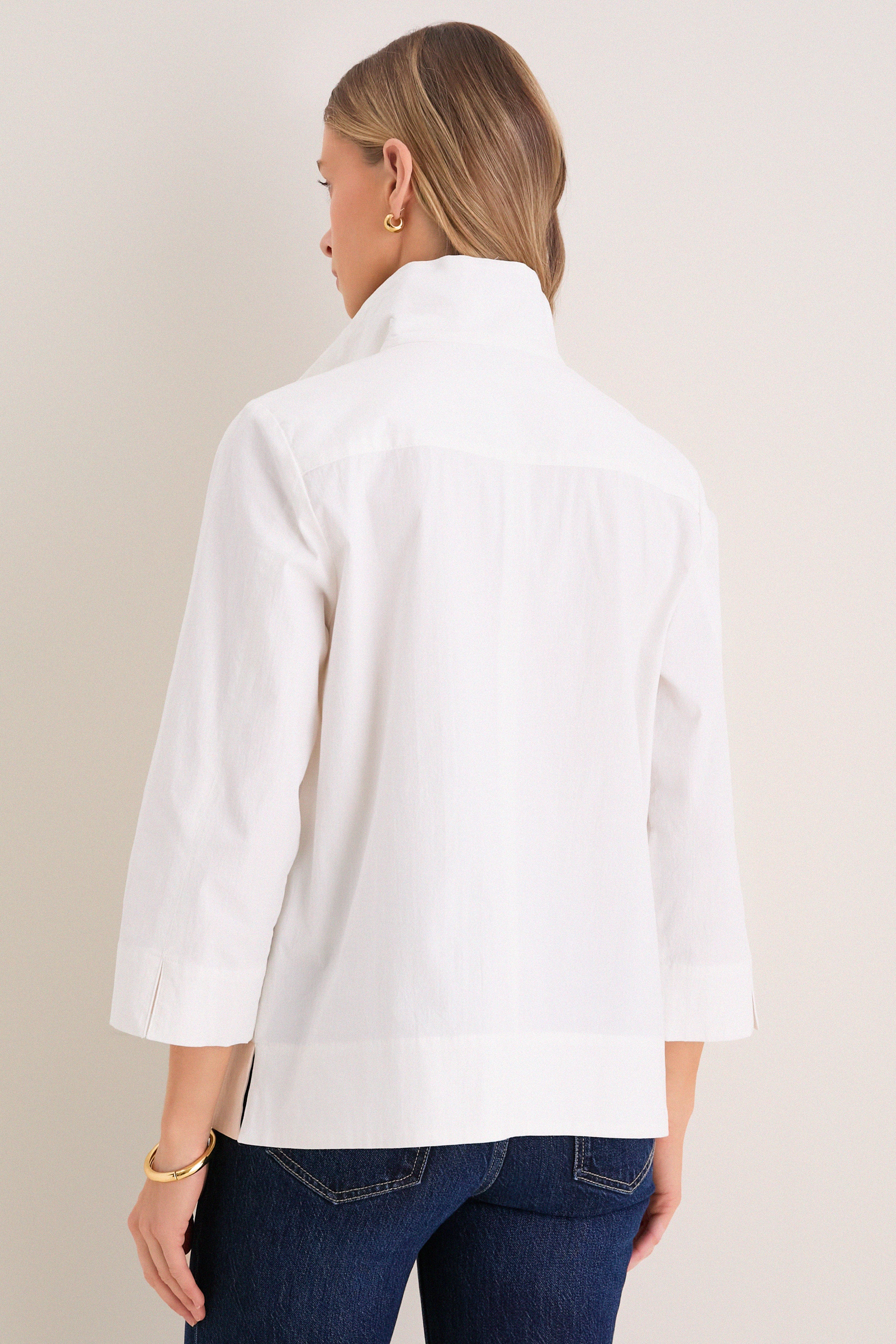 White Margot Stand Collar Blouse-Get Girly