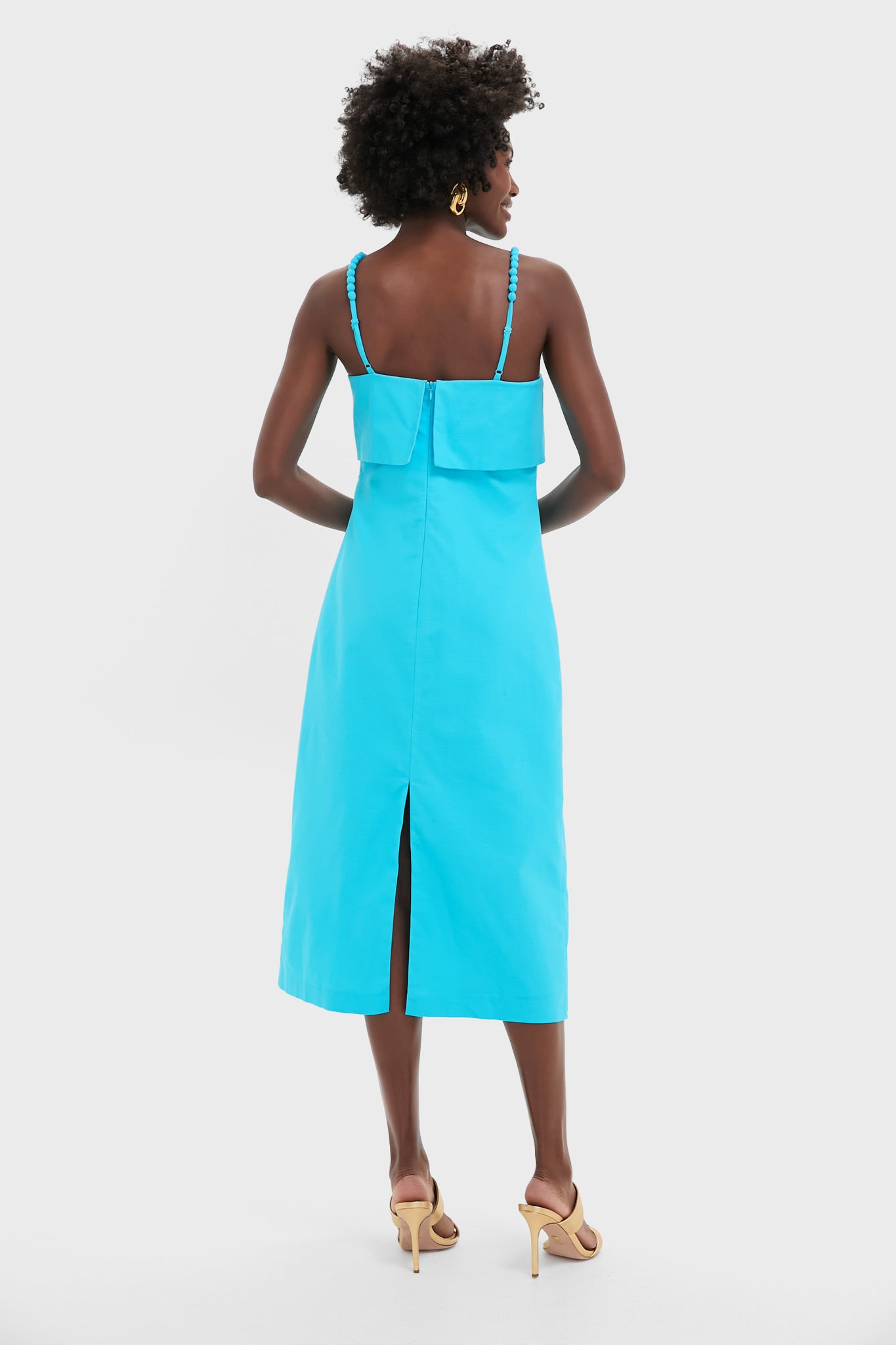 Aqua Linen Azura Midi Dress-Get Girly