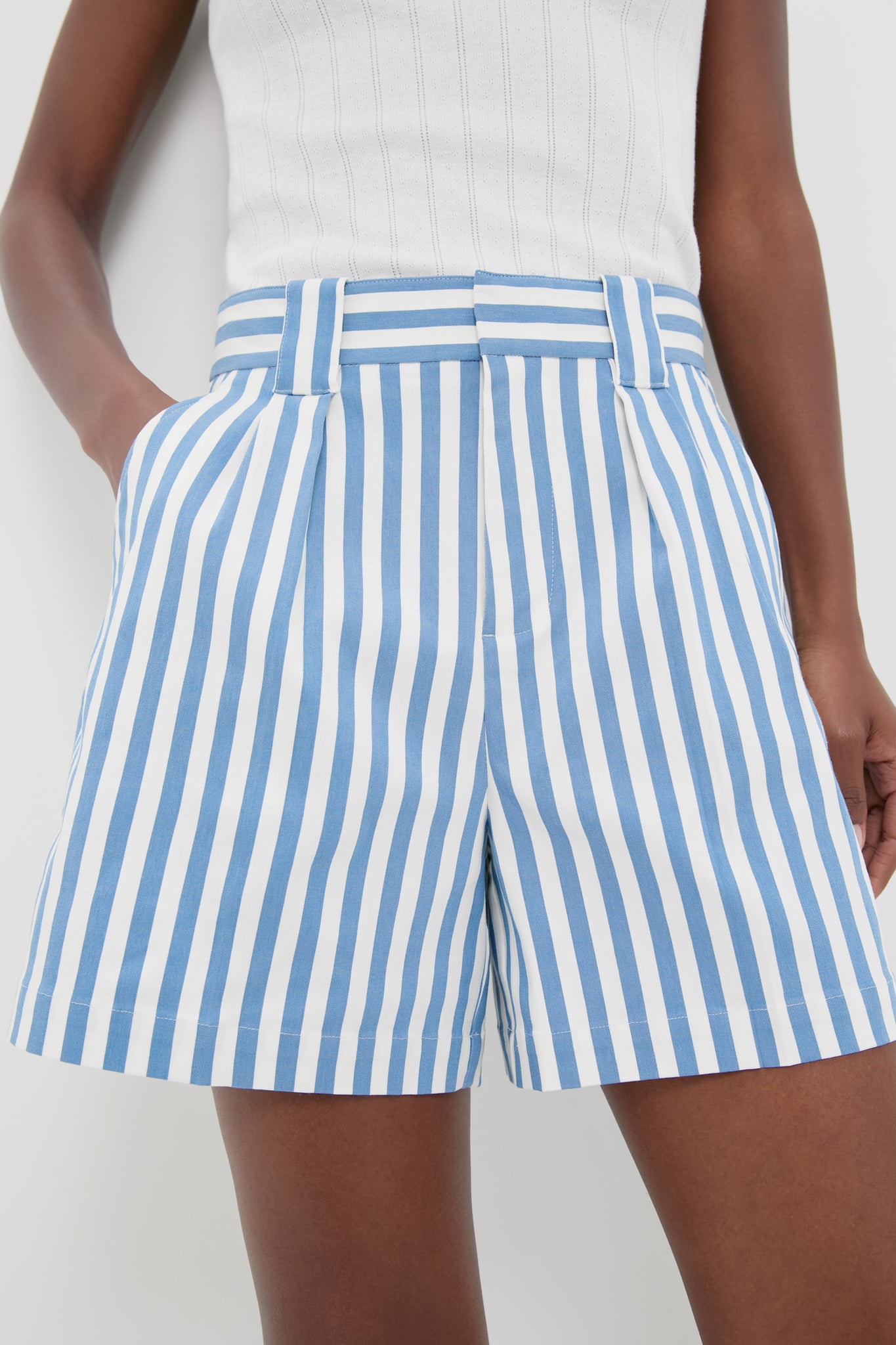 Blue and White Stripe Canvas Briggs Safari Short-Get Girly