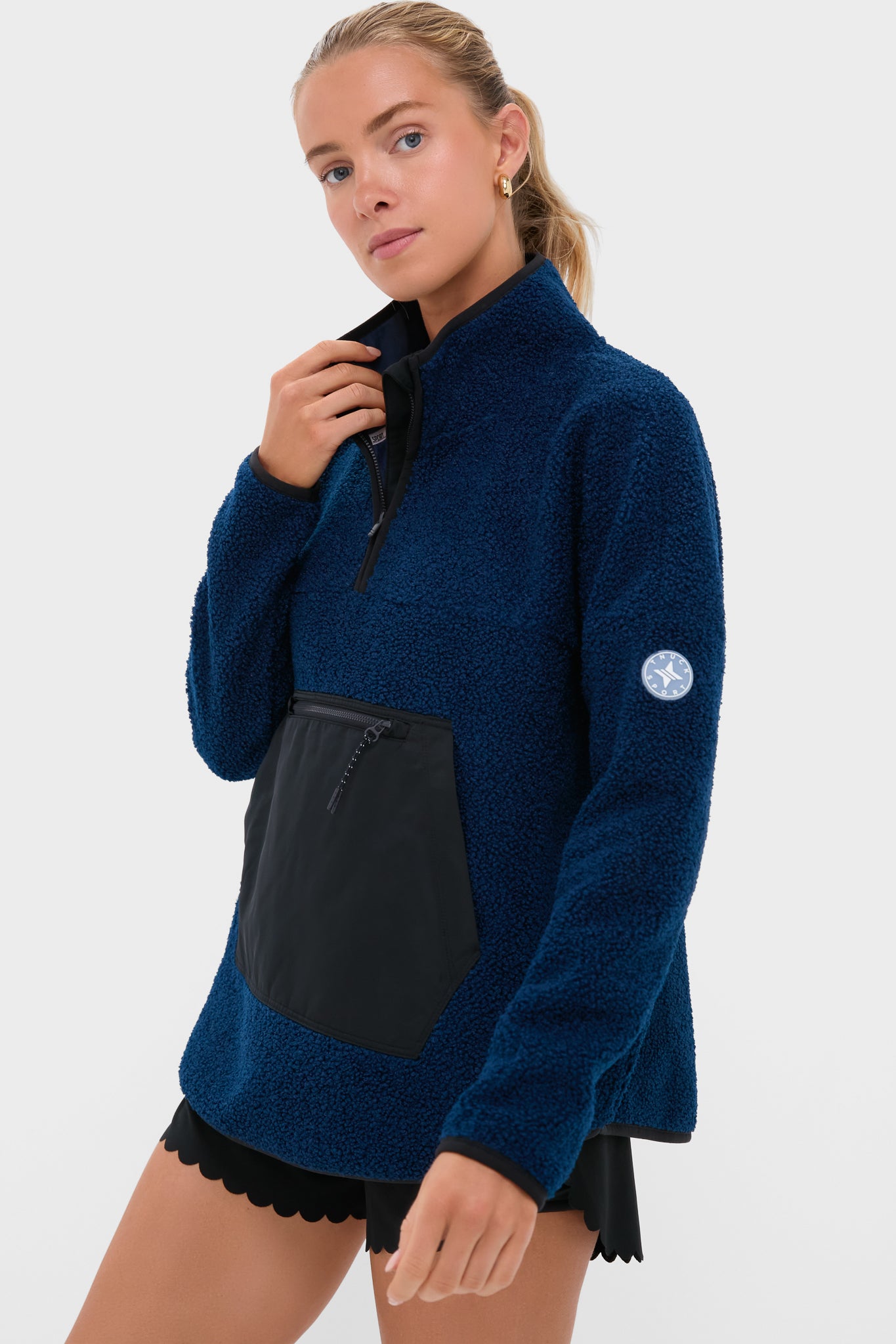 Navy Fleece Cady Quarter Zip-Get Girly