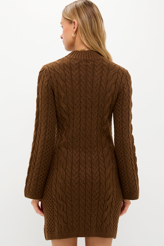 Coffee Cable Knit Lucia Mini Dress-Get Girly