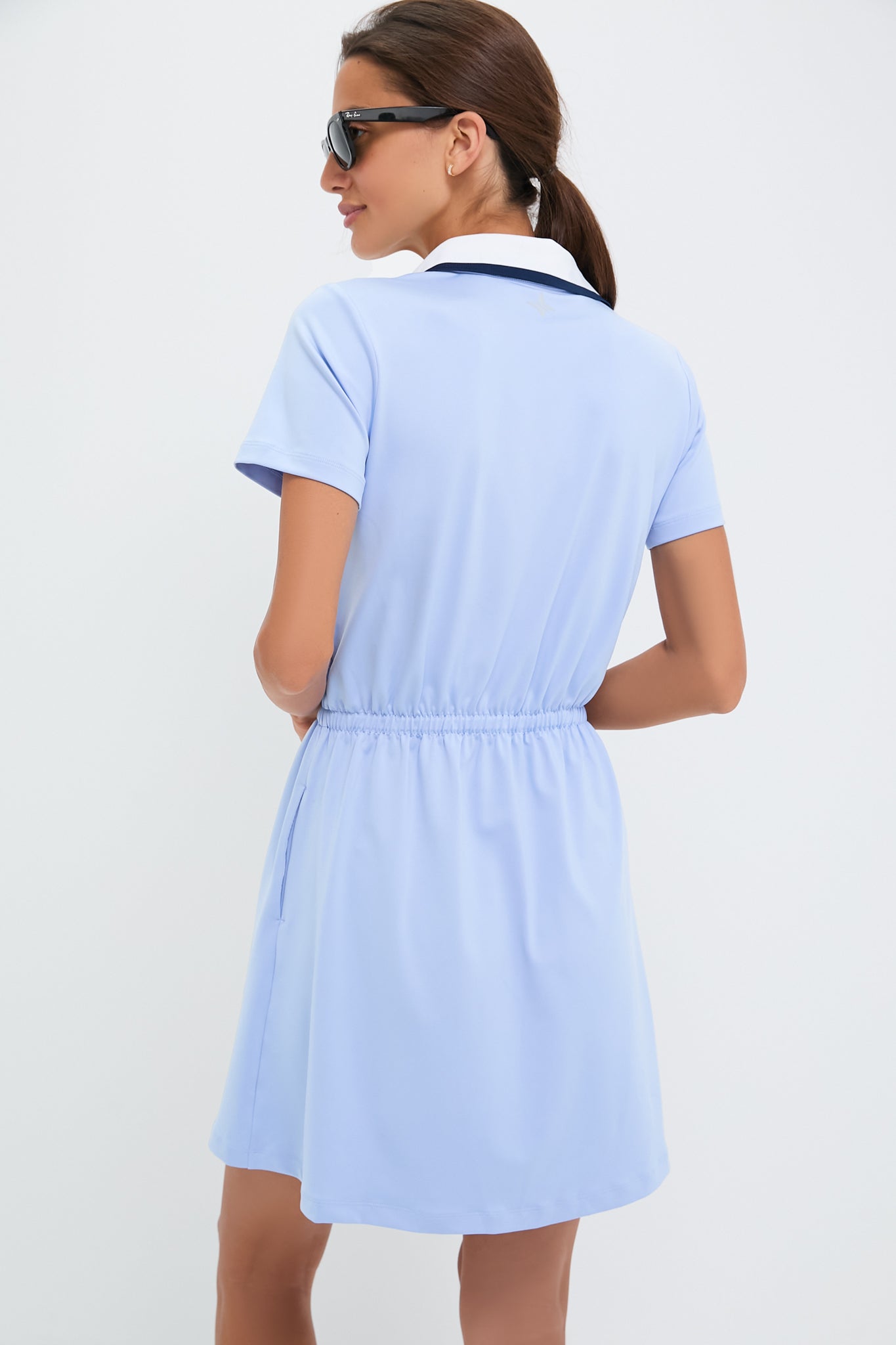 Light Blue Short Sleeve Performance Jersey Alcott Golf Dress-Get Girly