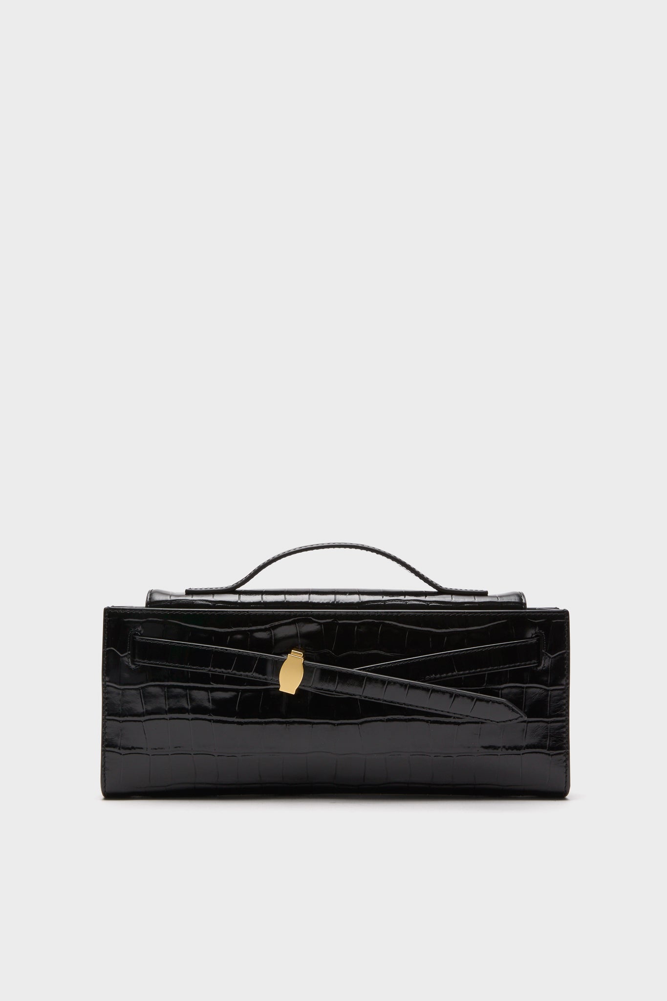 Black Croc Embossed Veronica Beard Dash Clutch-Get Girly