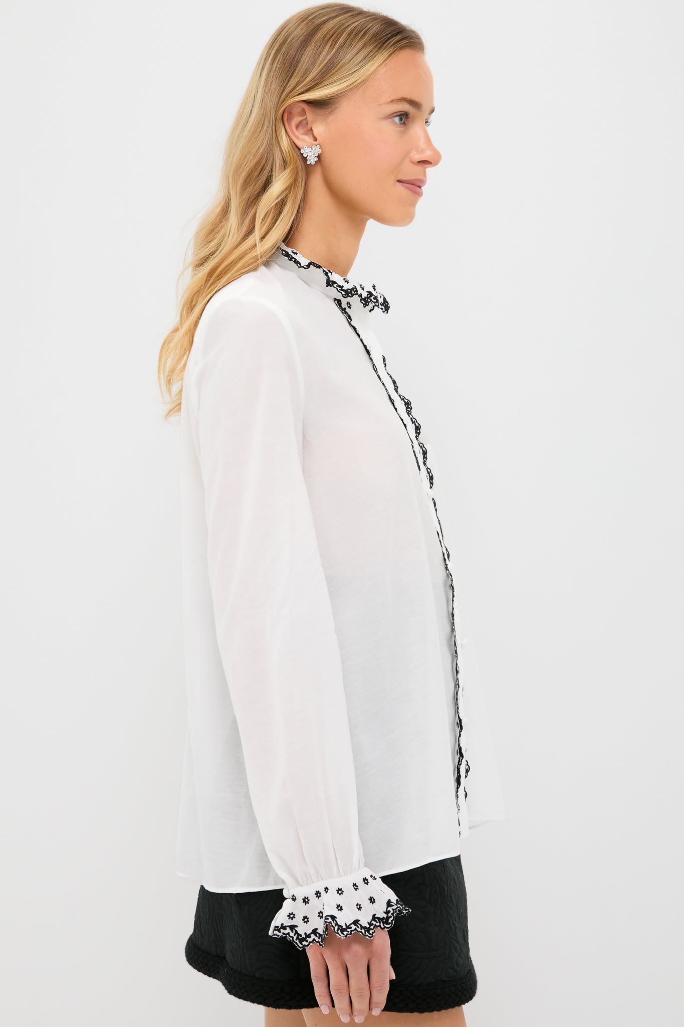 White Embroidered Isla Shirt-Get Girly