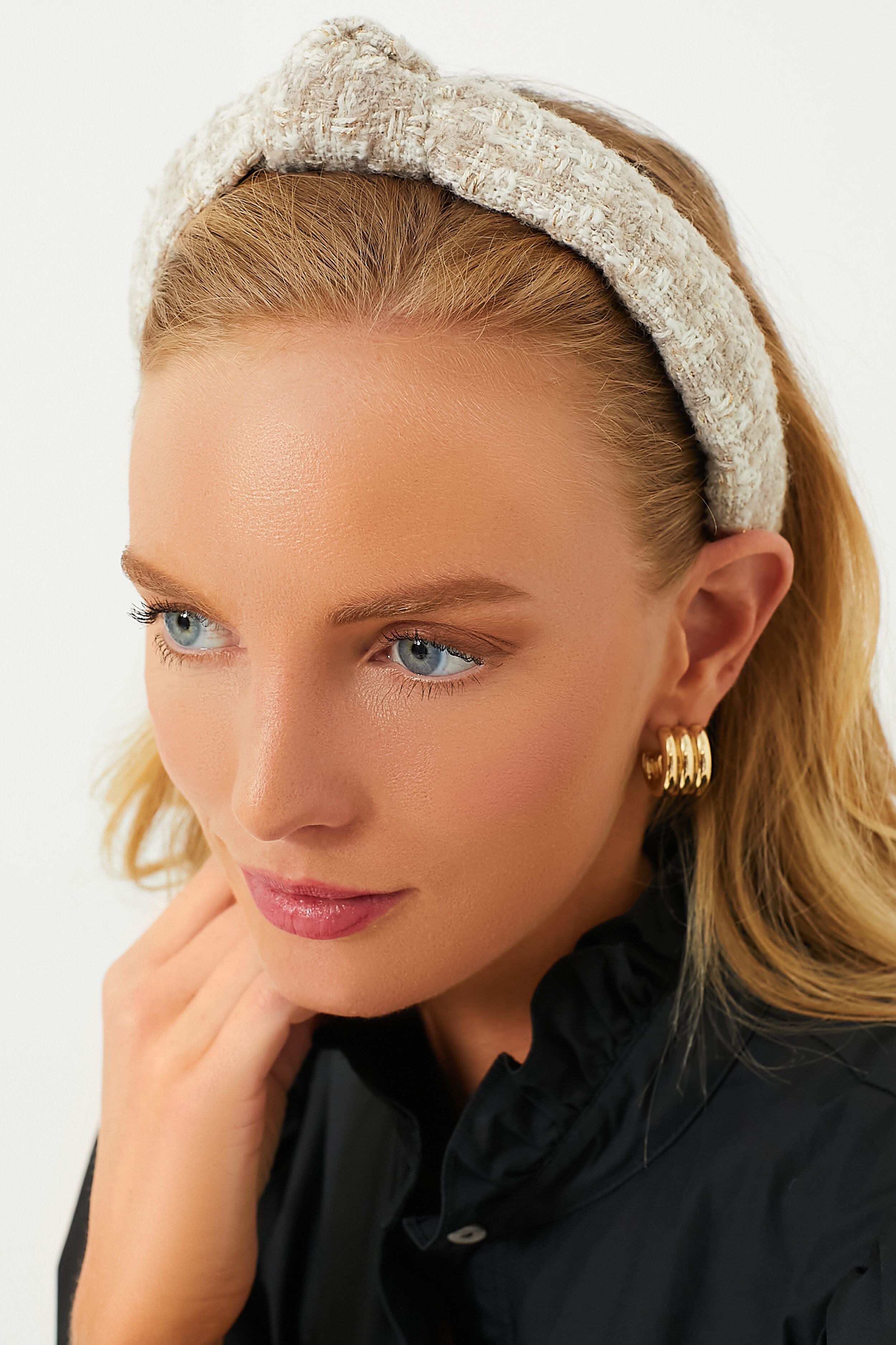 Bisque Tweed Slim Knotted Headband-Get Girly