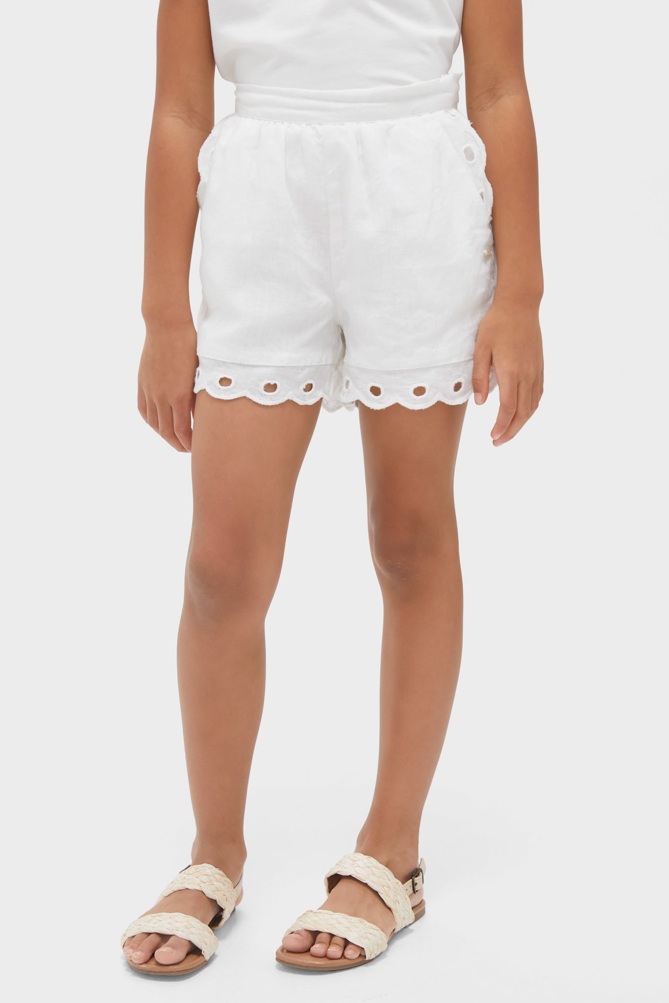 White Eyelet Shorts-Get Girly