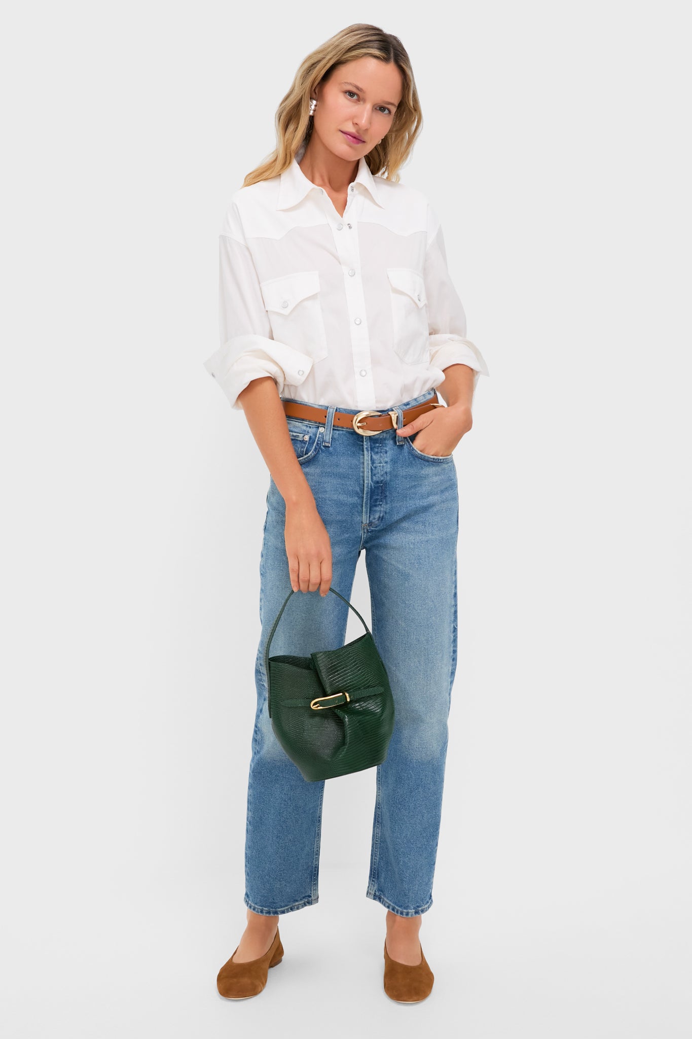 Emerald Mini Belted Bucket Bag-Get Girly