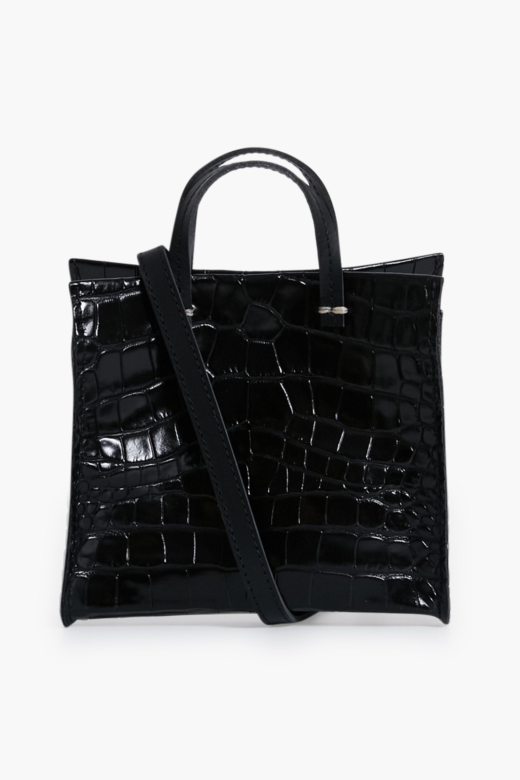 Black Croco Simple Tote Bebe-Get Girly
