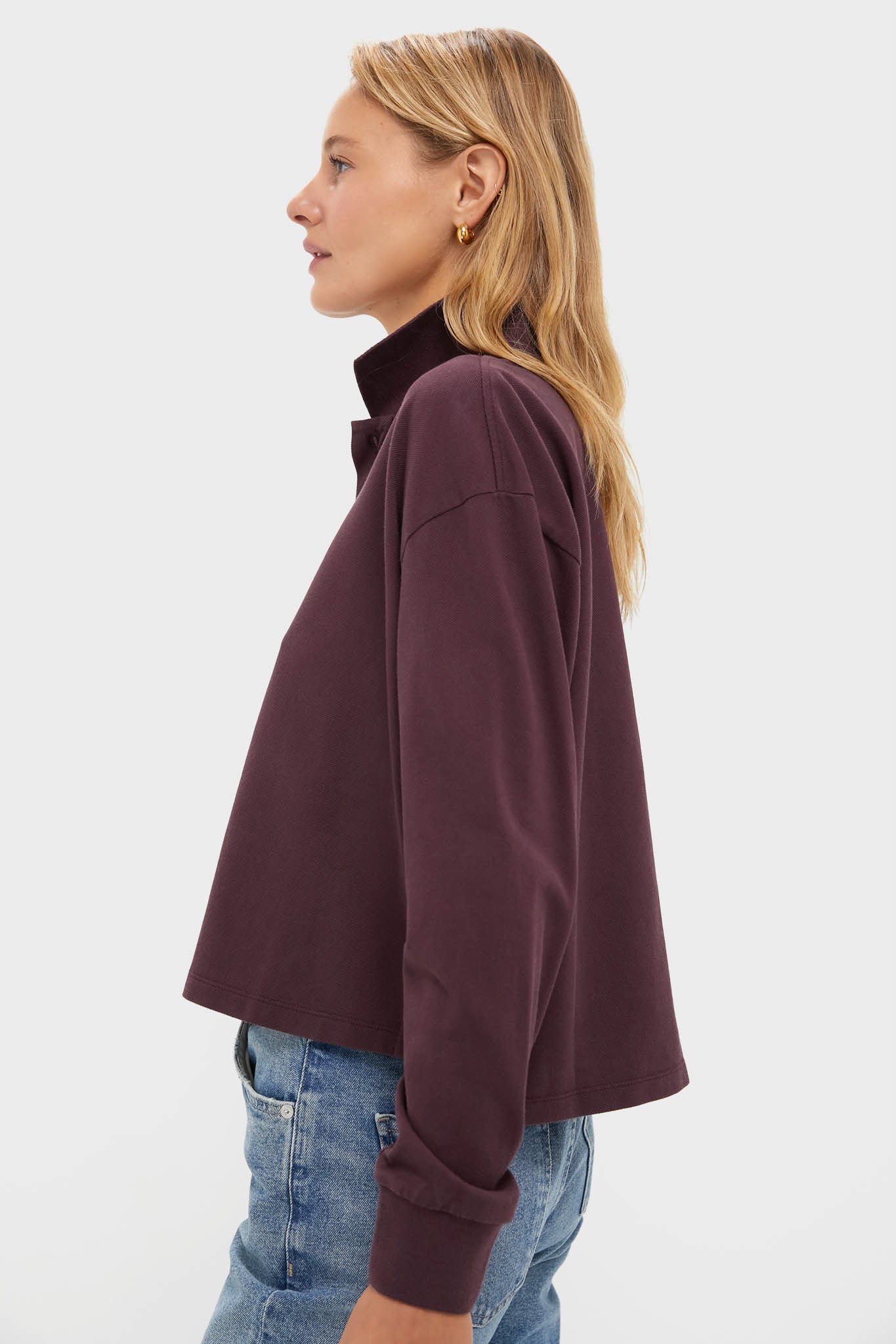 Winetasting Long Sleeve Pique Holmes Boyfriend Polo-Get Girly