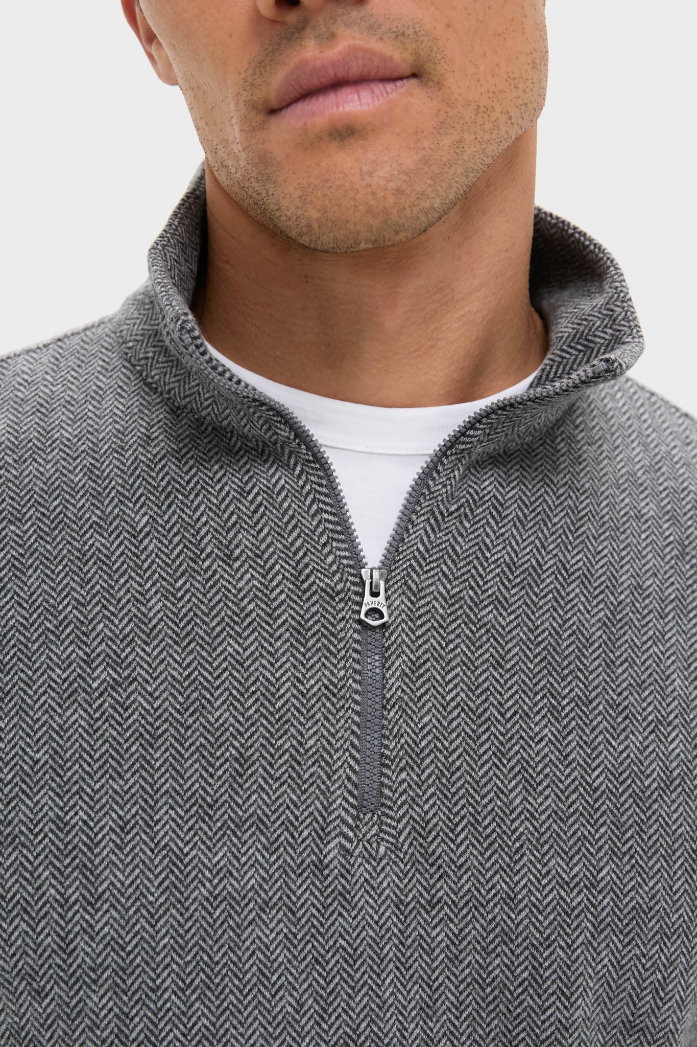 Alpine Gray Herringbone Legend Sweater Quarter Zip-Get Girly