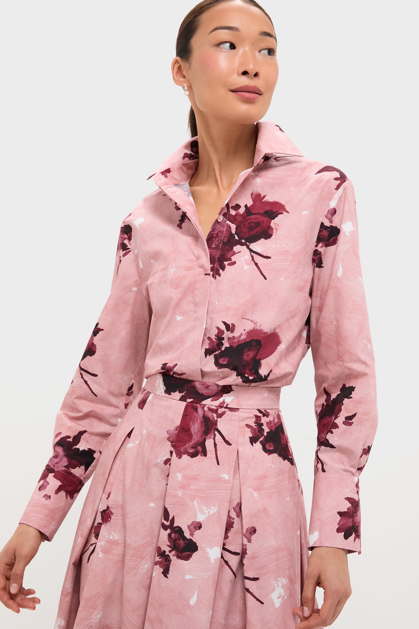 Abstract Rose Slipper Pink Long Sleeve Shirt-Get Girly