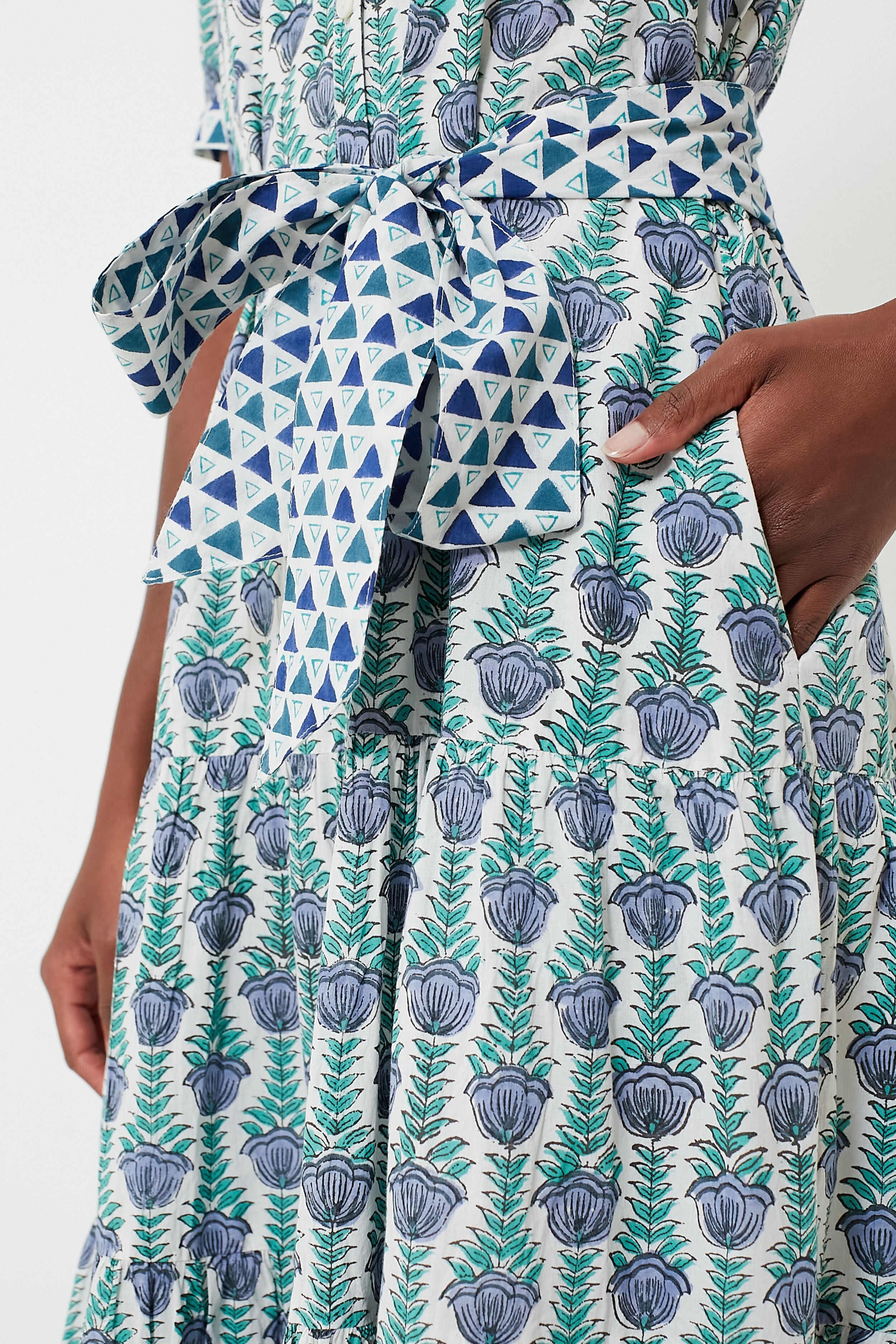 Blue Multi Short Sleeve Maxi Dress-Get Girly