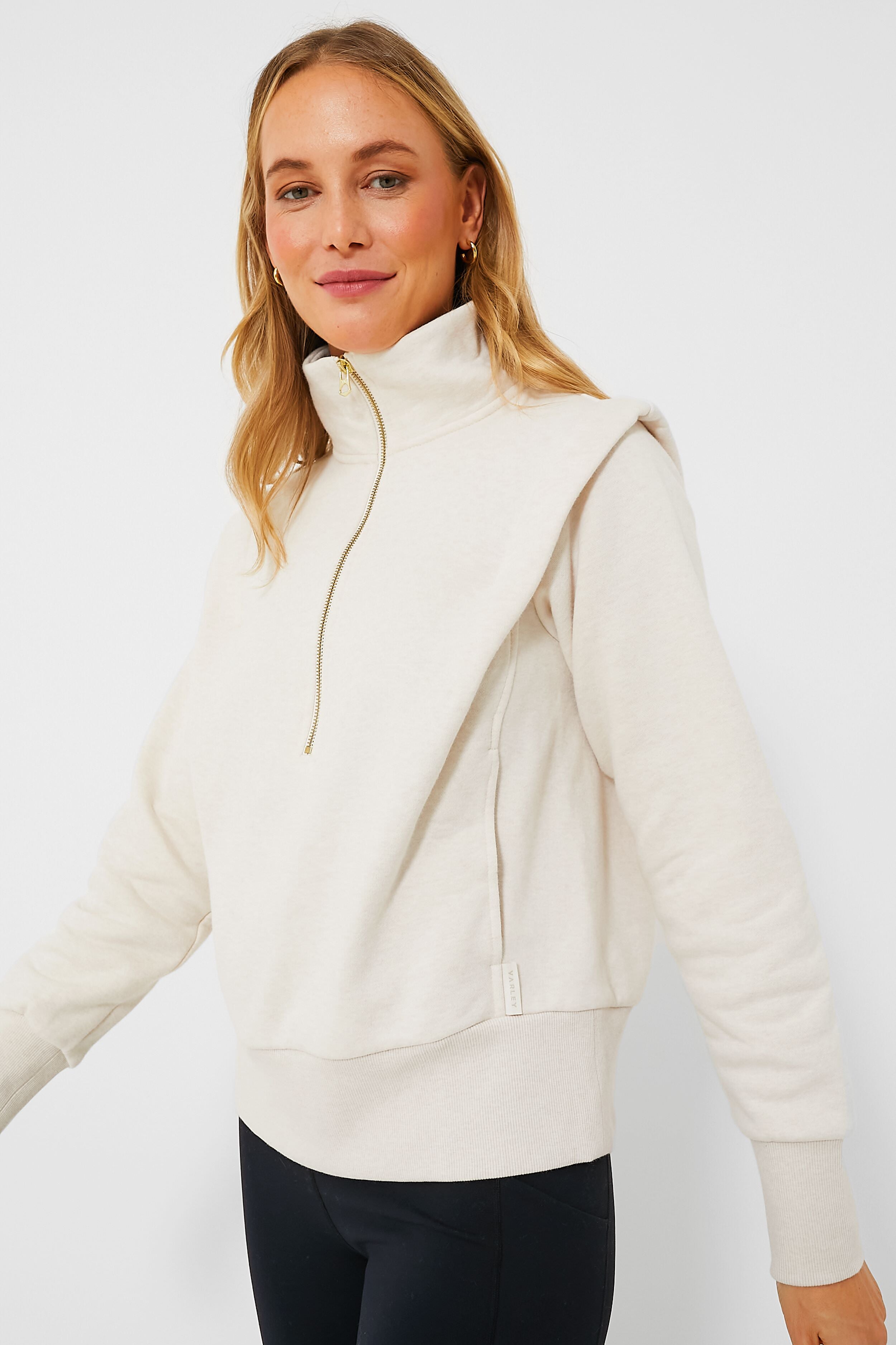 Birch Marl Darah Half Zip Sweat-Get Girly