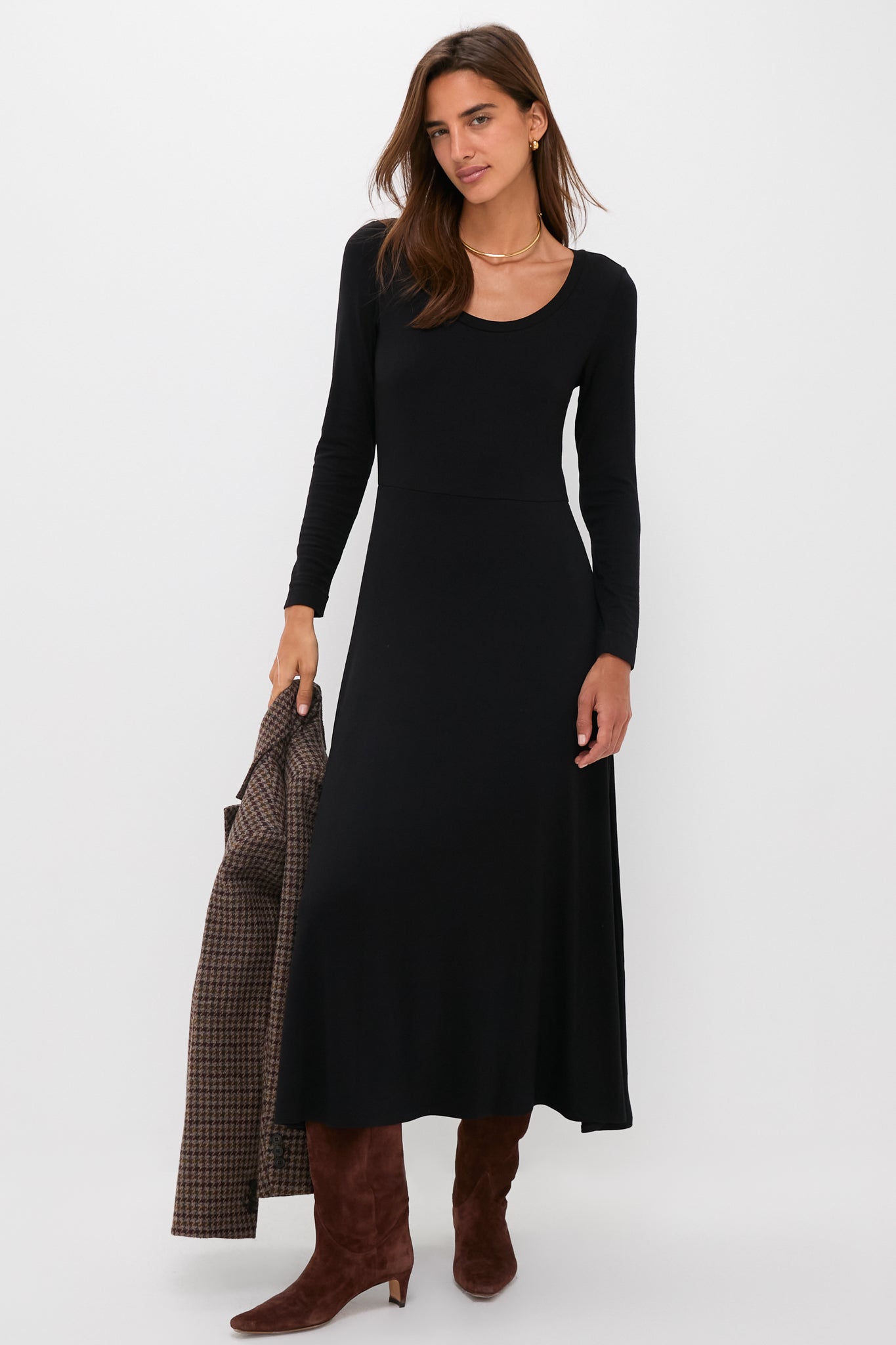 Black Long Sleeve Sara Maxi Dress-Get Girly