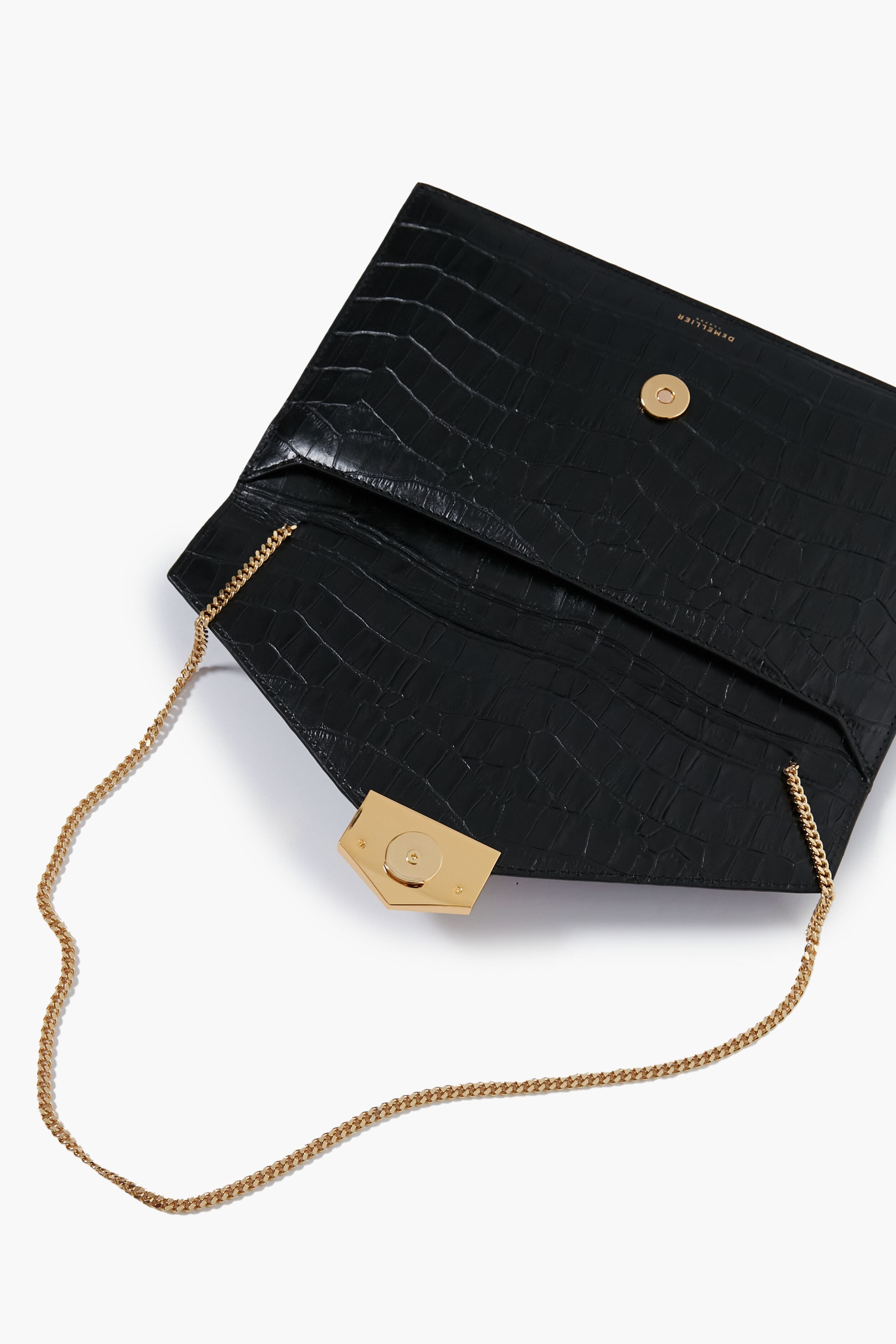 Black Croc London Clutch-Get Girly