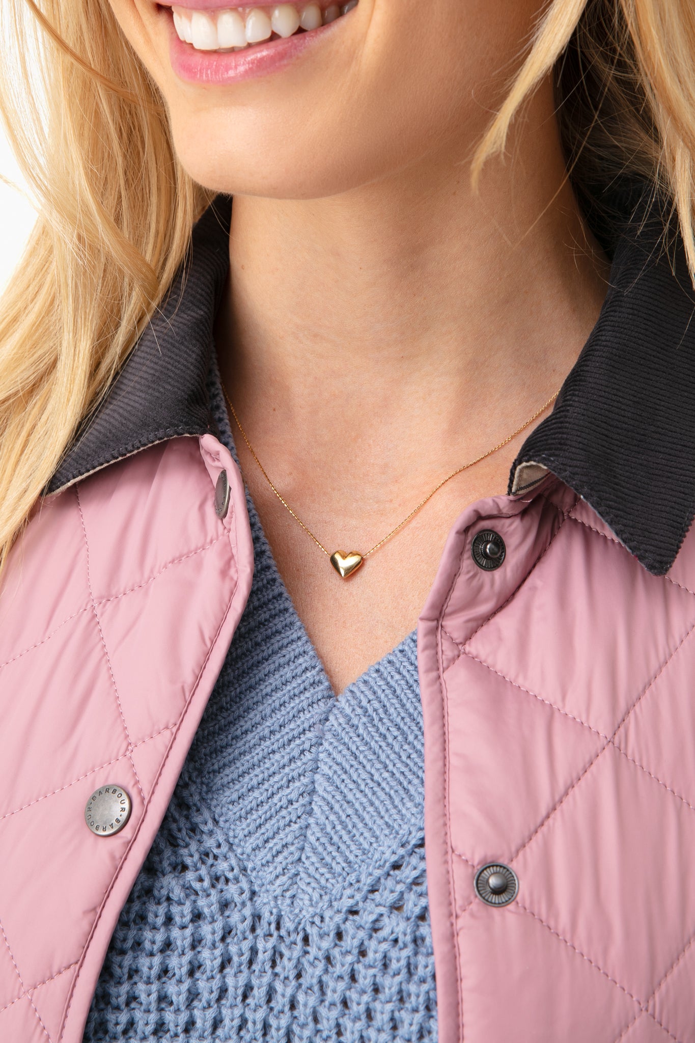 14K Yellow Gold Heart Charm Necklace-Get Girly