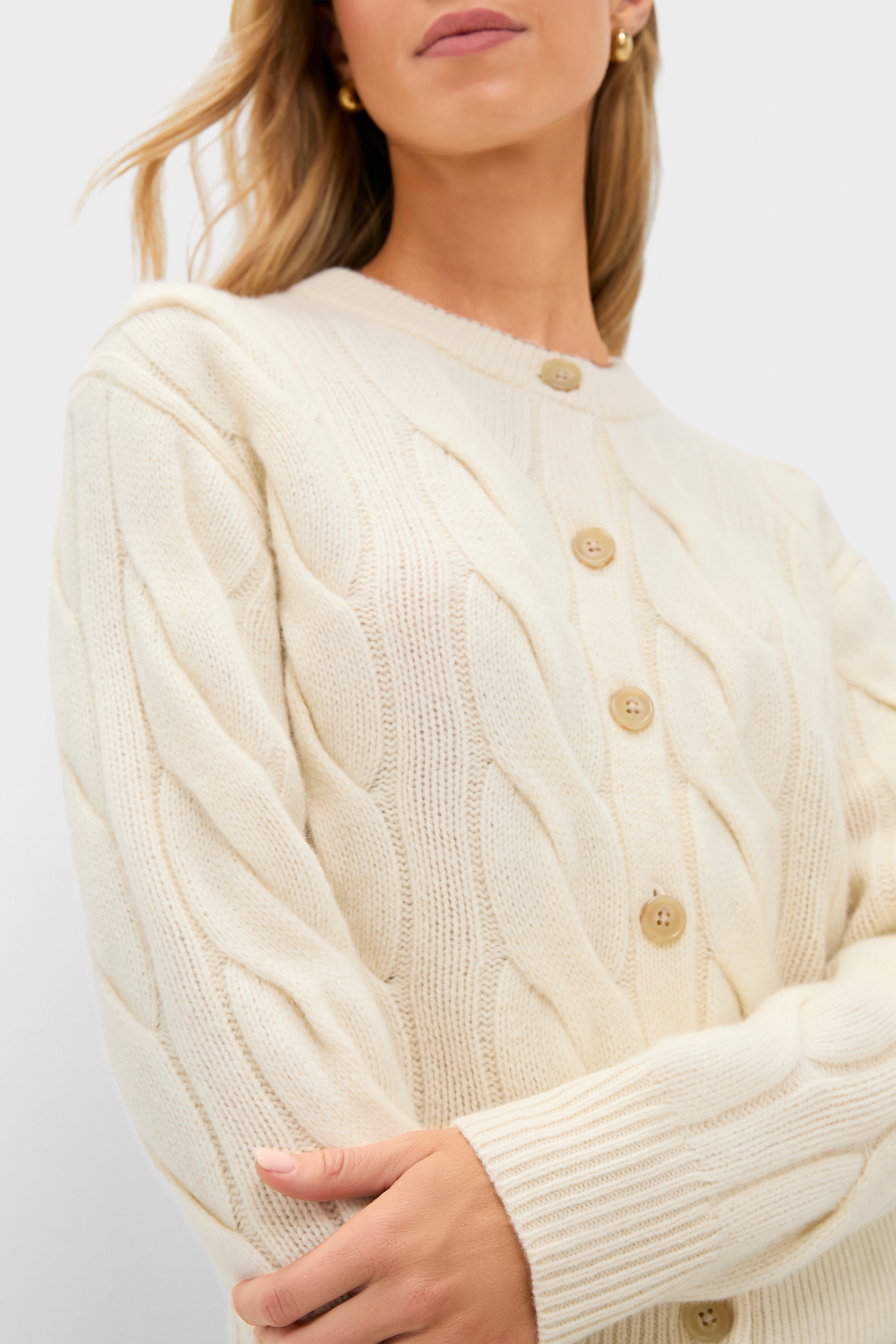 Authentic Cream Crewneck Cardigan-Get Girly