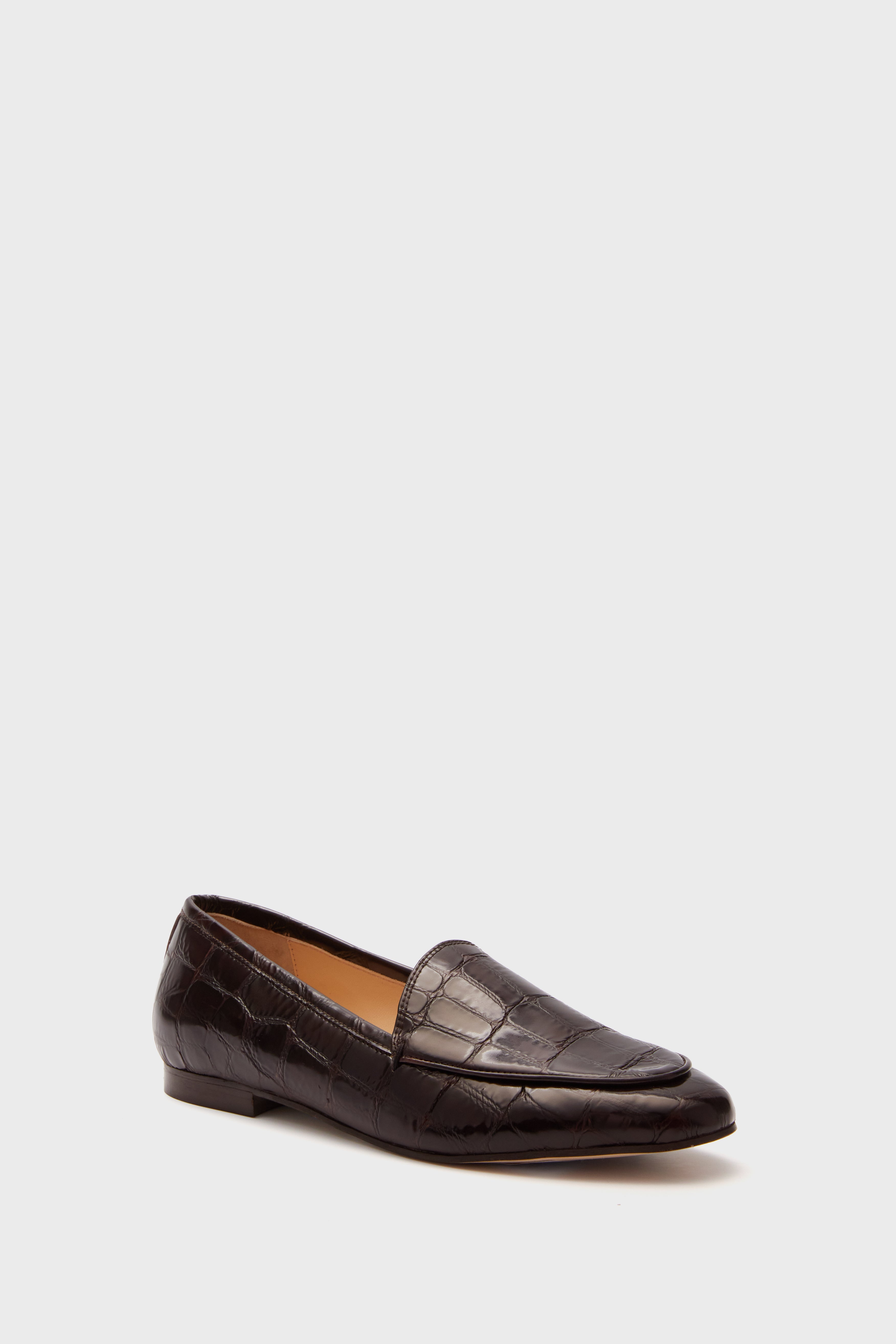 Dark Brown Croc Rowan Loafers-Get Girly