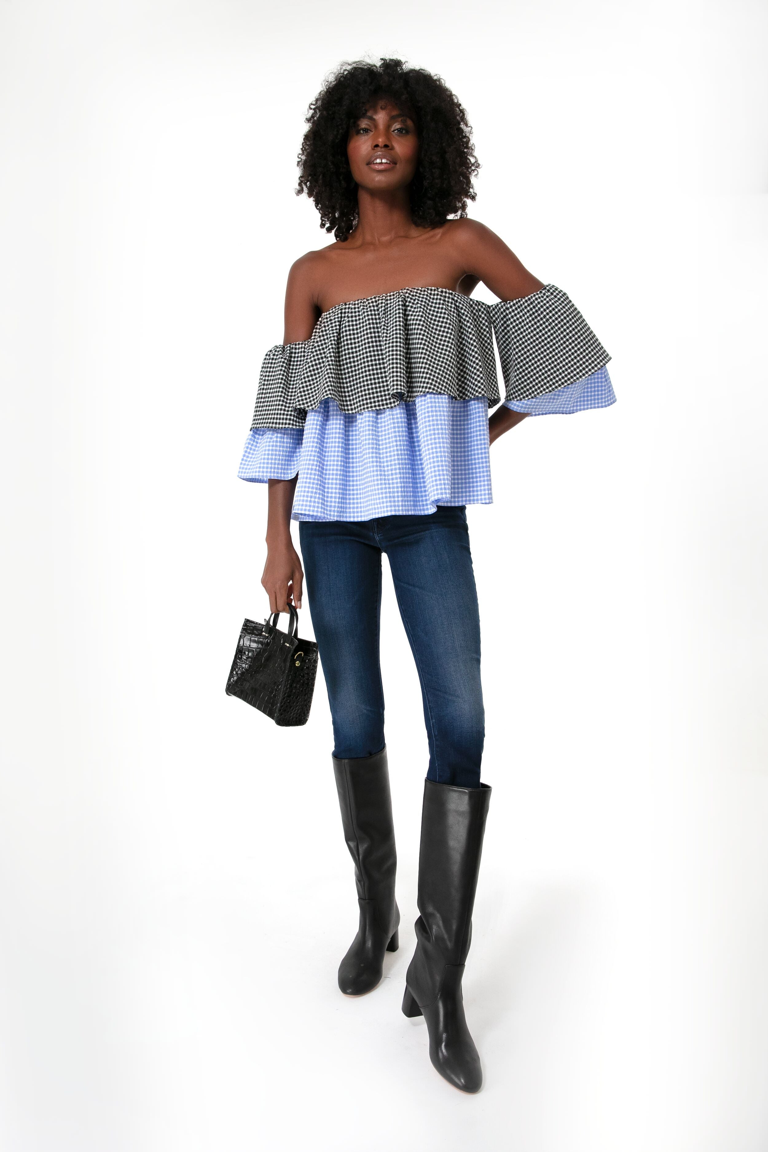 Black Croco Simple Tote Bebe-Get Girly