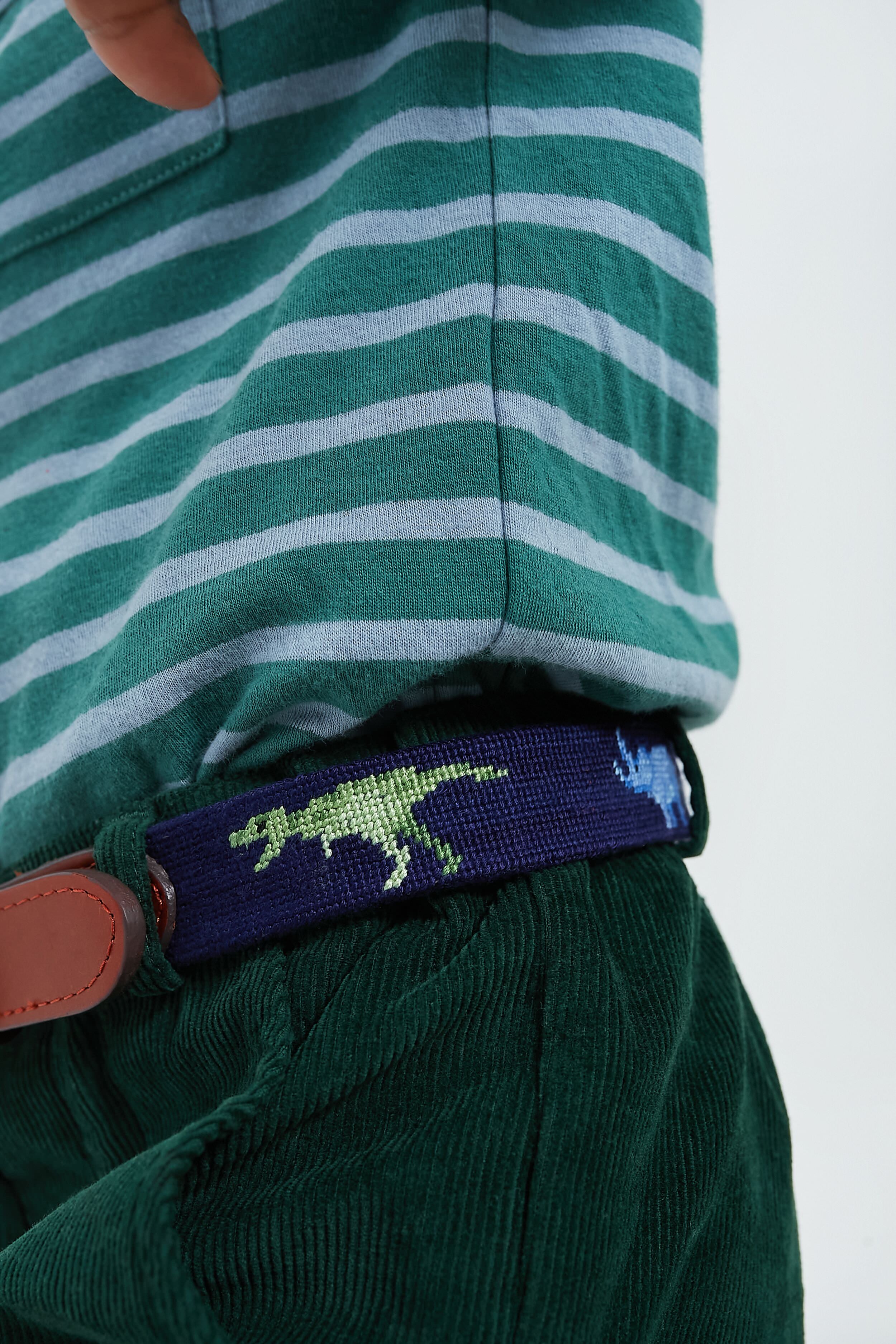 Navy Dinosaurs Needlepoint Childrens Belt-Get Girly