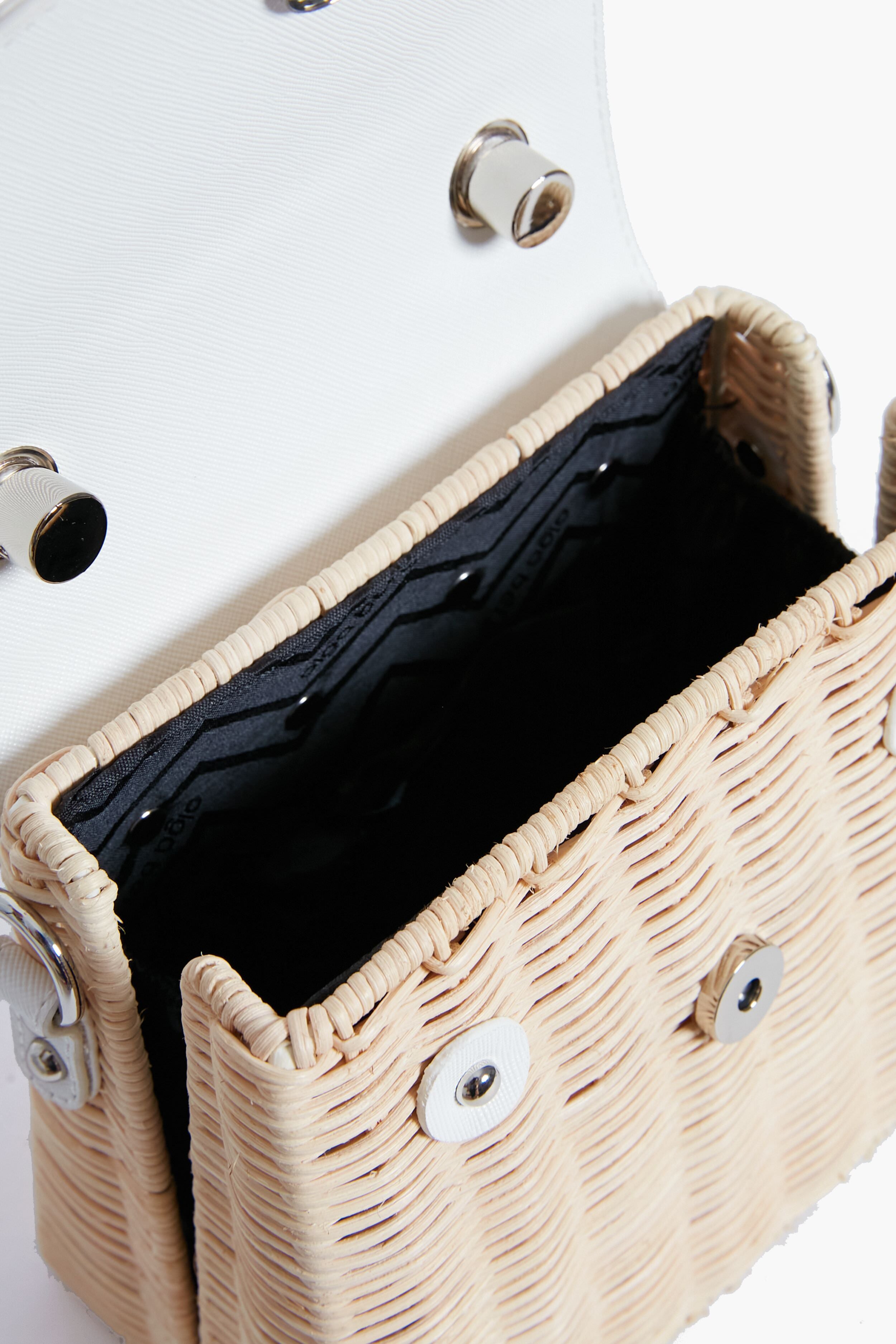 White Donna Wicker Top Handle-Get Girly