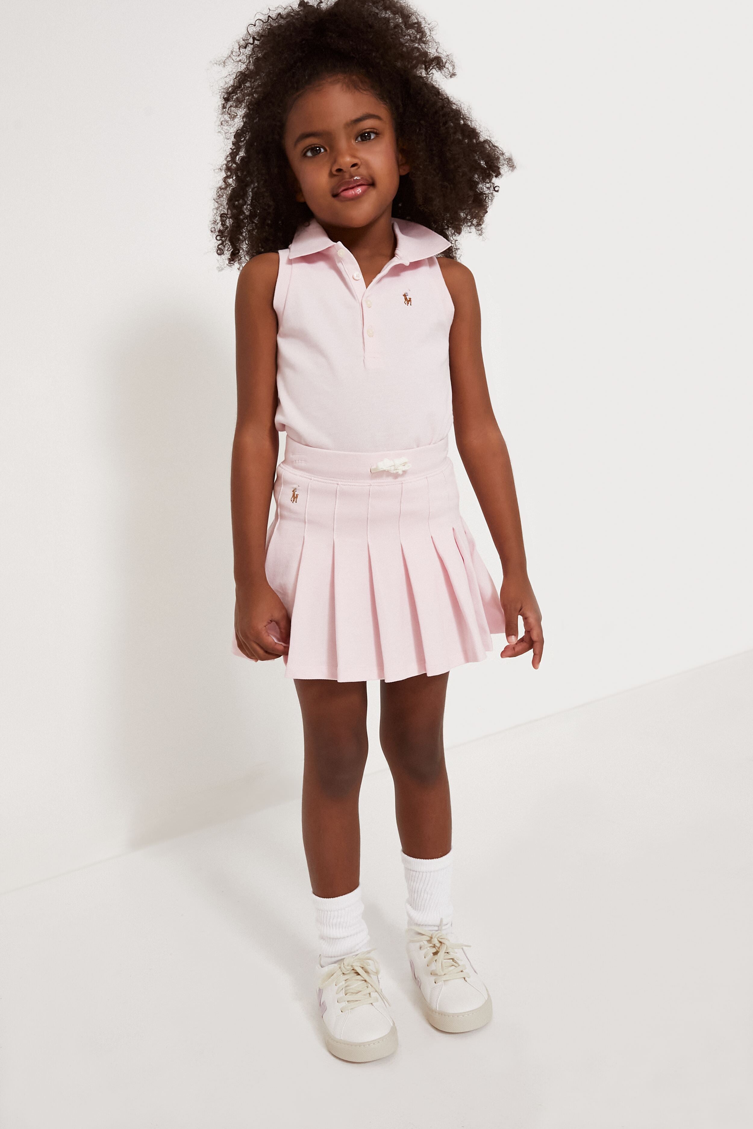 Little Girls Cotton Mesh Sleeveless Polo Shirt-Get Girly