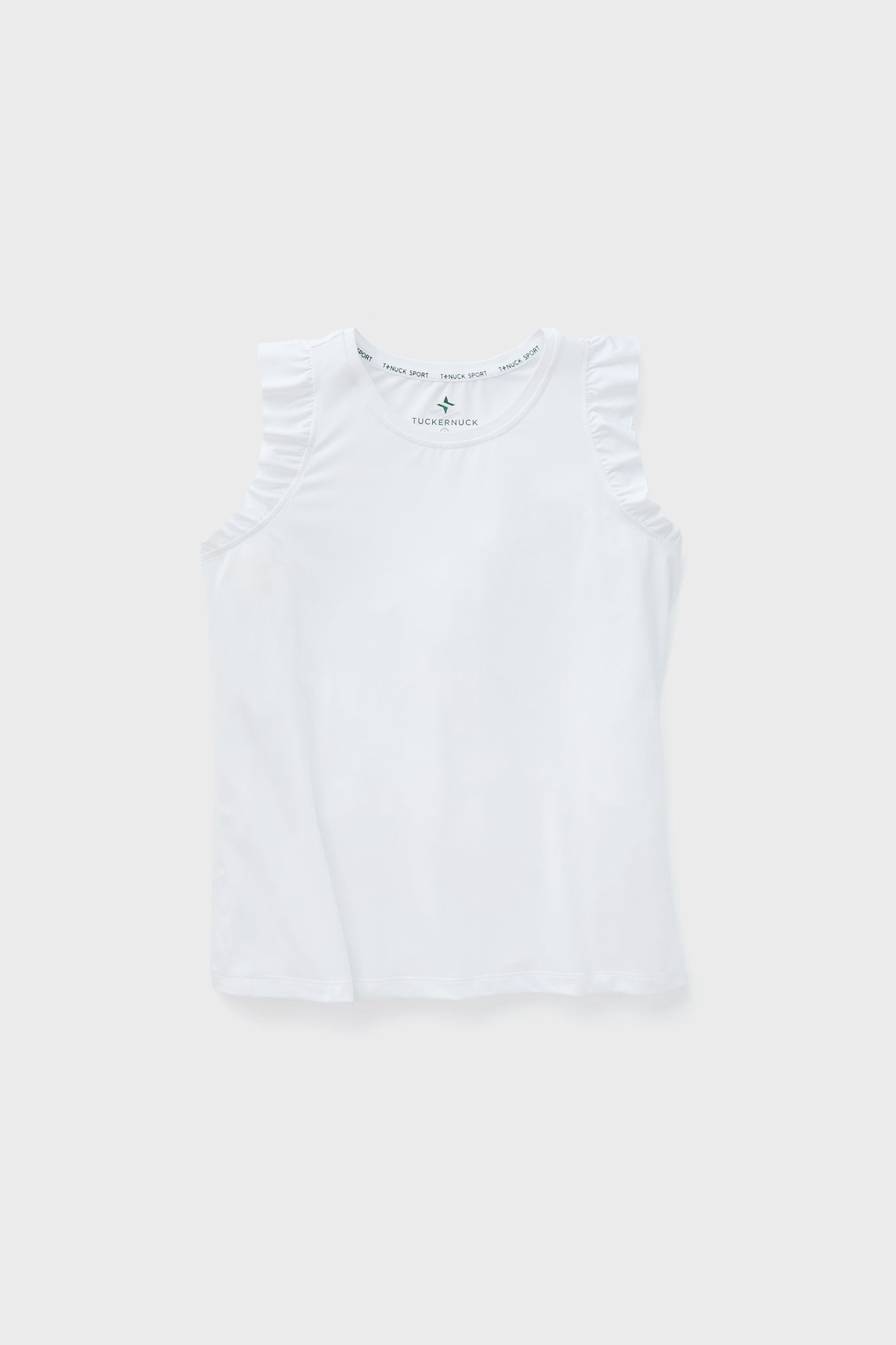 White Performance Jersey Ruffle Lea Tank-Get Girly