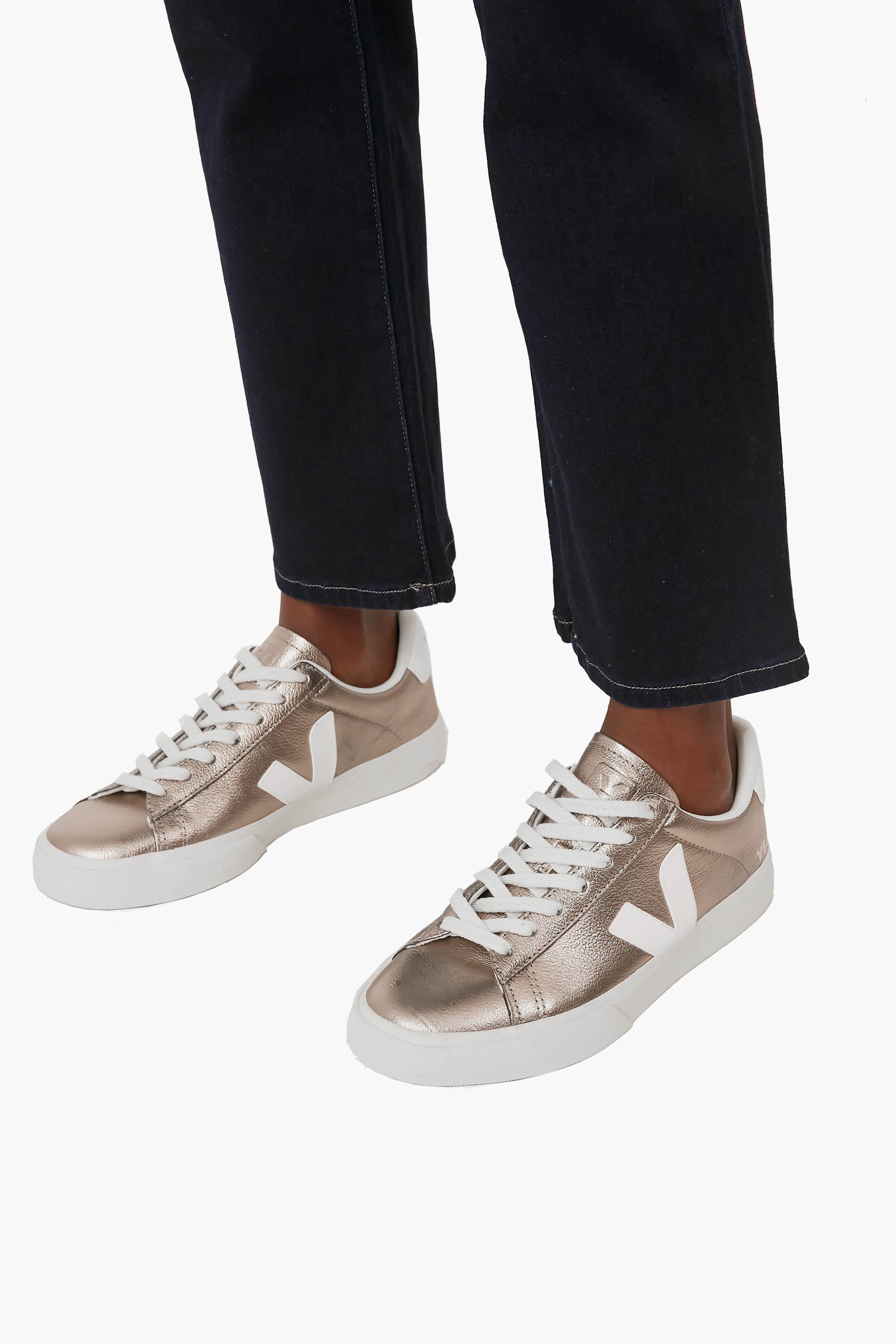 Bronze White Campo Sneakers-Get Girly