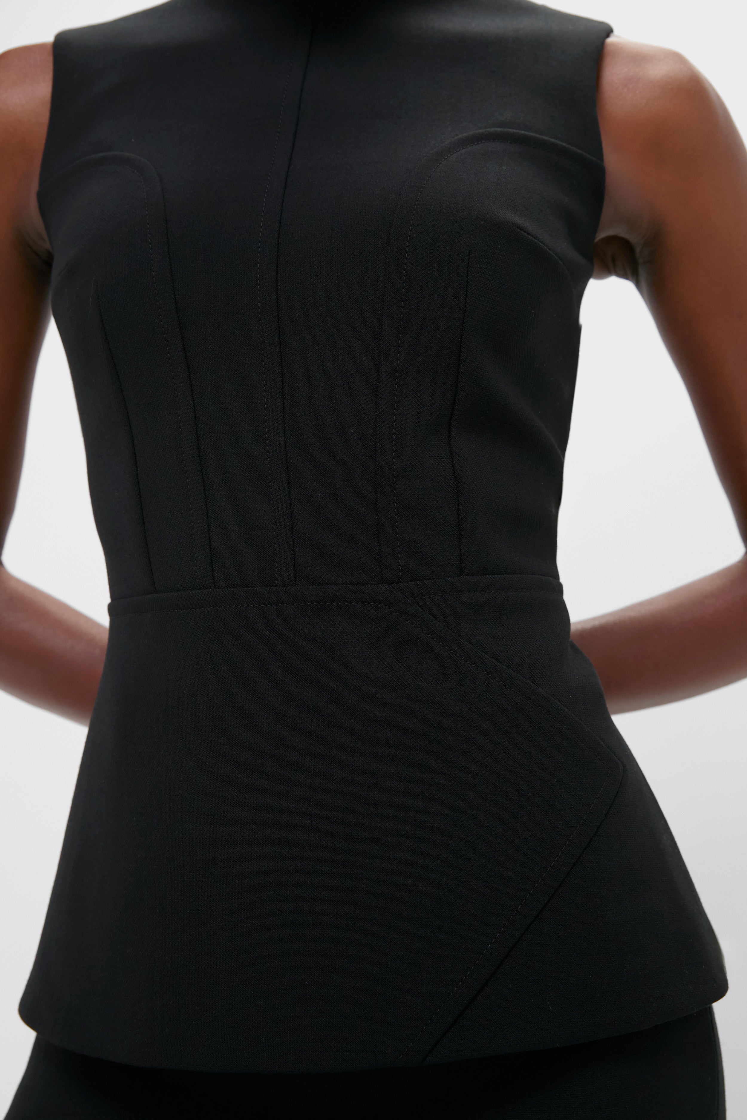 Black Reville Birdseye Suiting Top-Get Girly