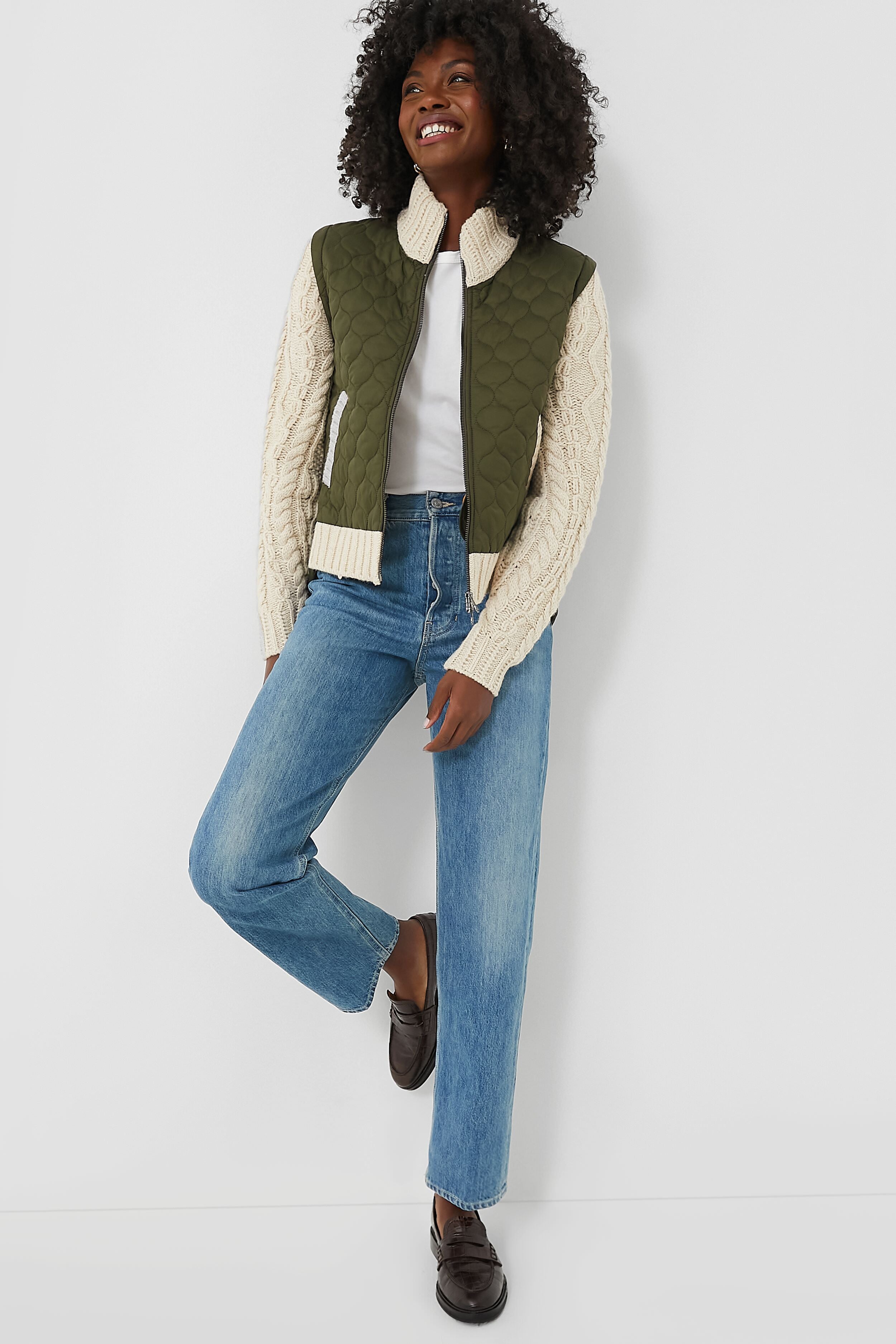 Army and Oatmeal Patra Mixed Media Jacket-Get Girly