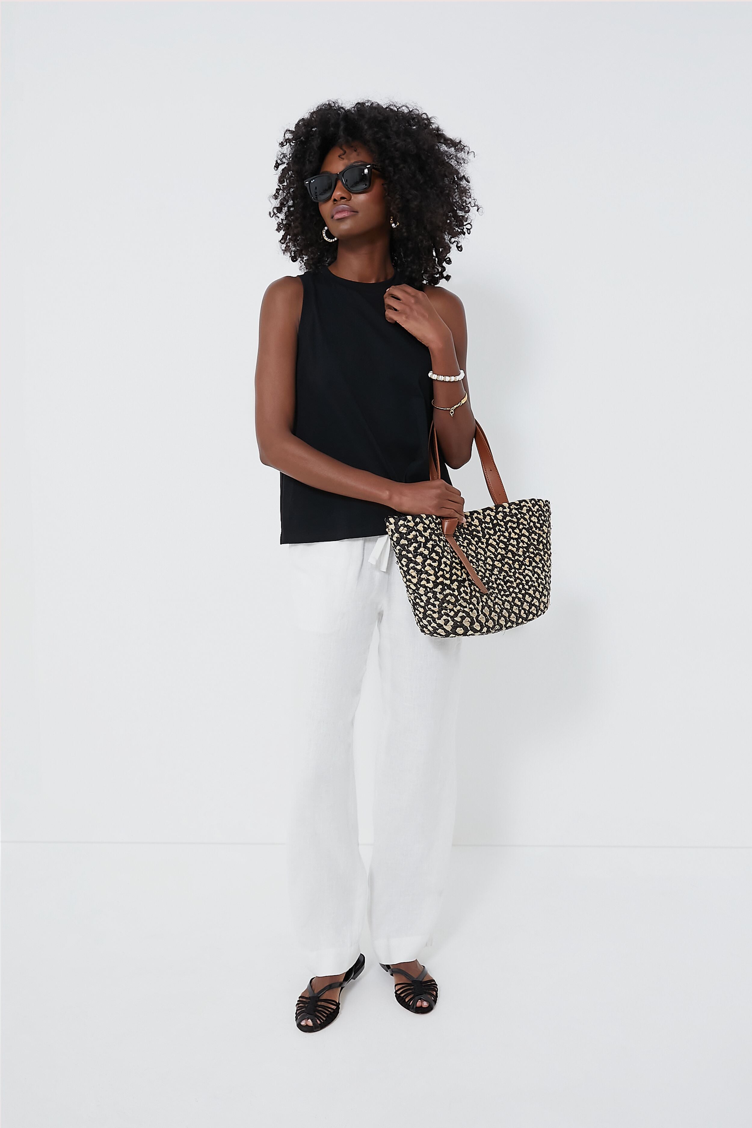 Black Anthos Cotton Tank-Get Girly