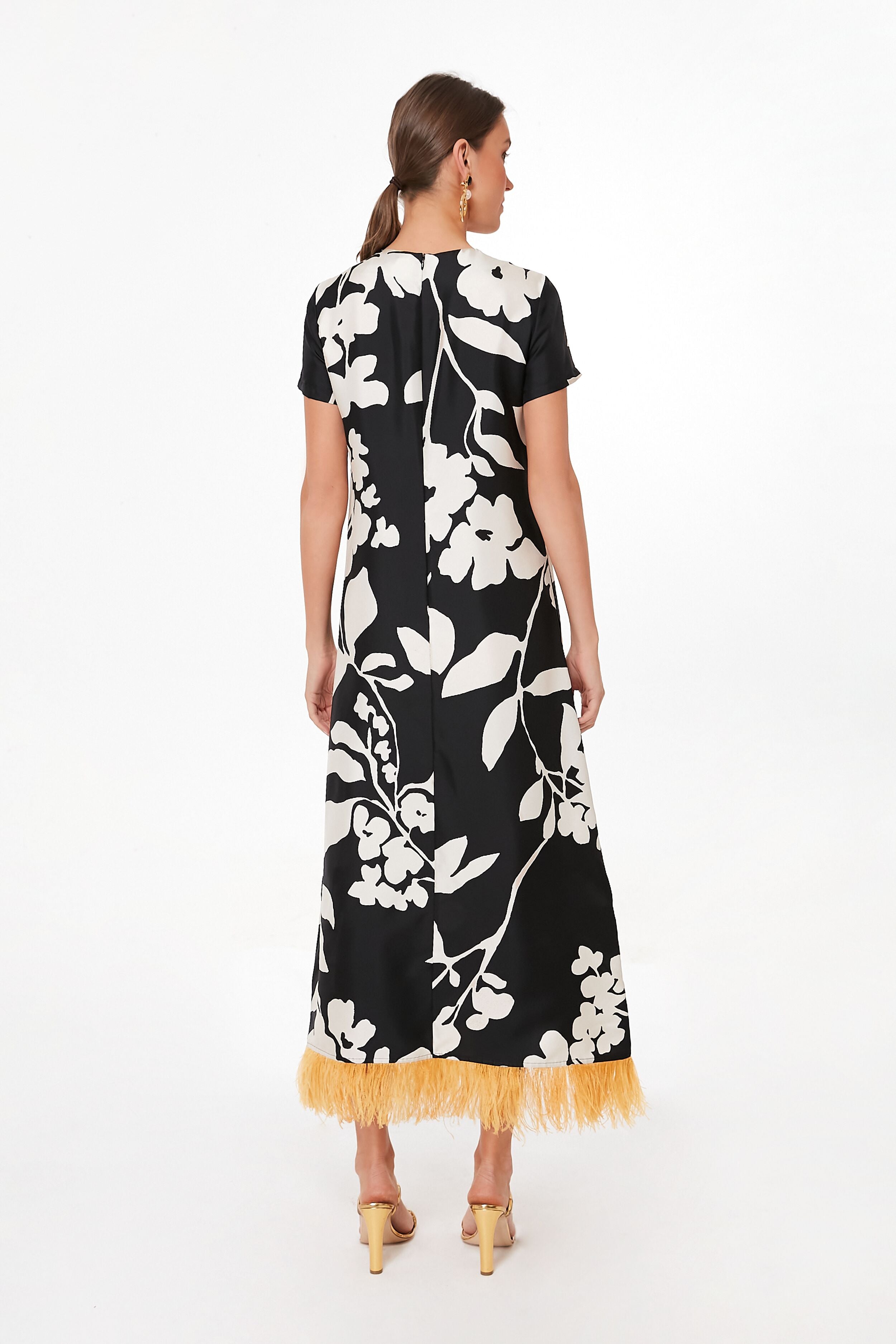 Winter Jasmine Swing Dress with Feathers-Get Girly