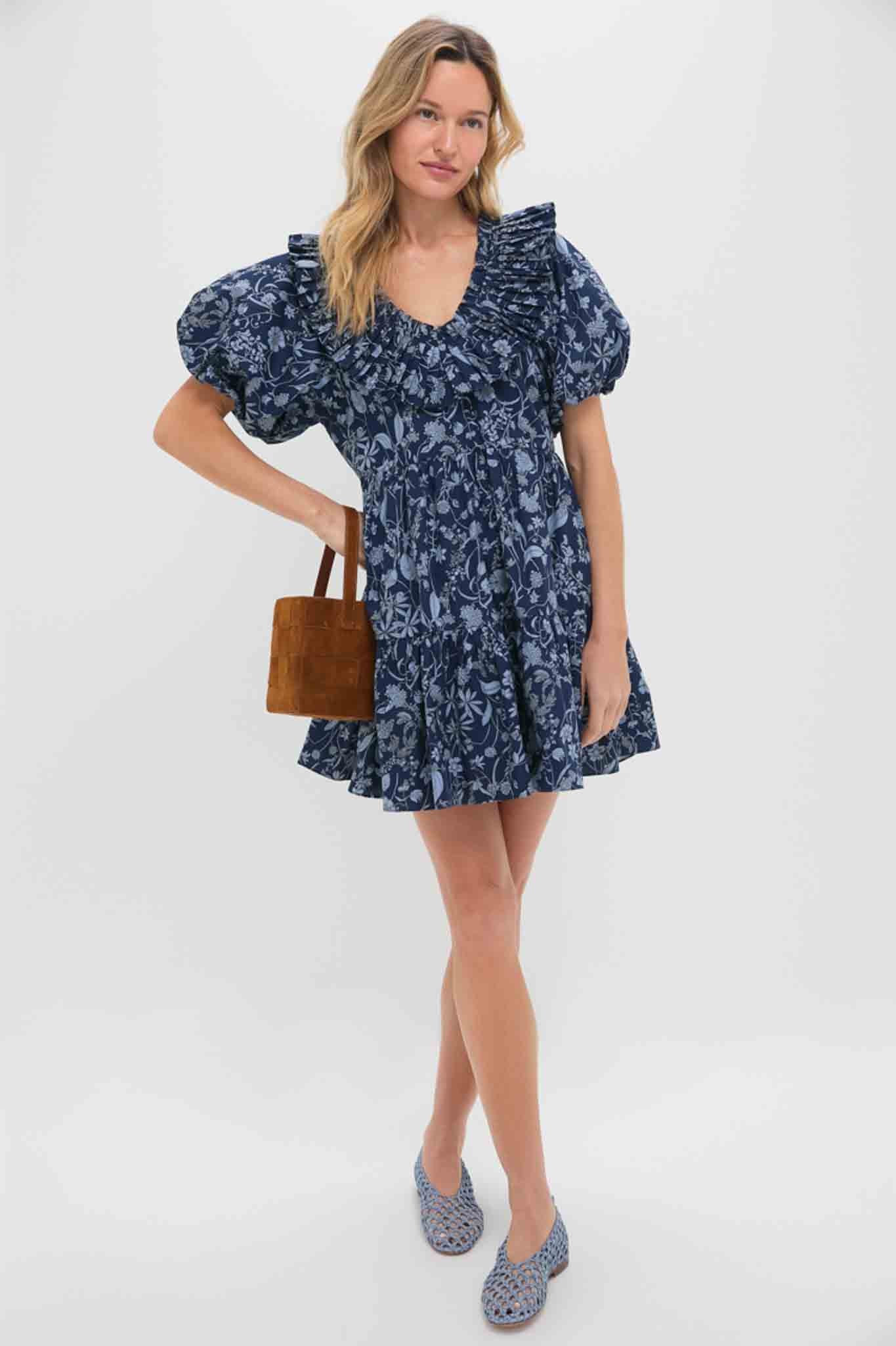 Blue Floral Samson Mini Dress-Get Girly