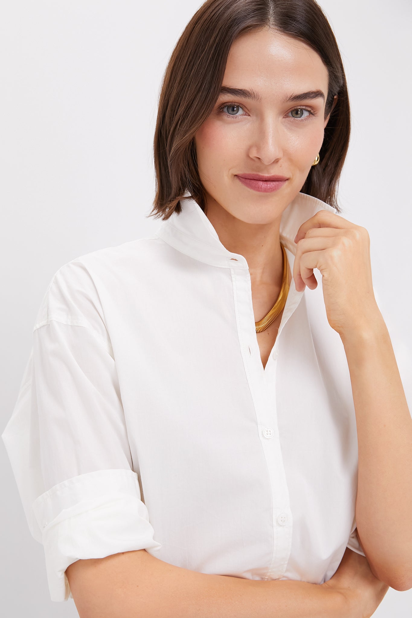 White Wexler Cotton Button Down-Get Girly
