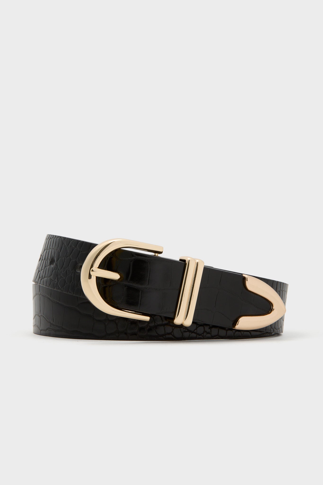 Black Croc and Gold Jeanette Belt-Get Girly