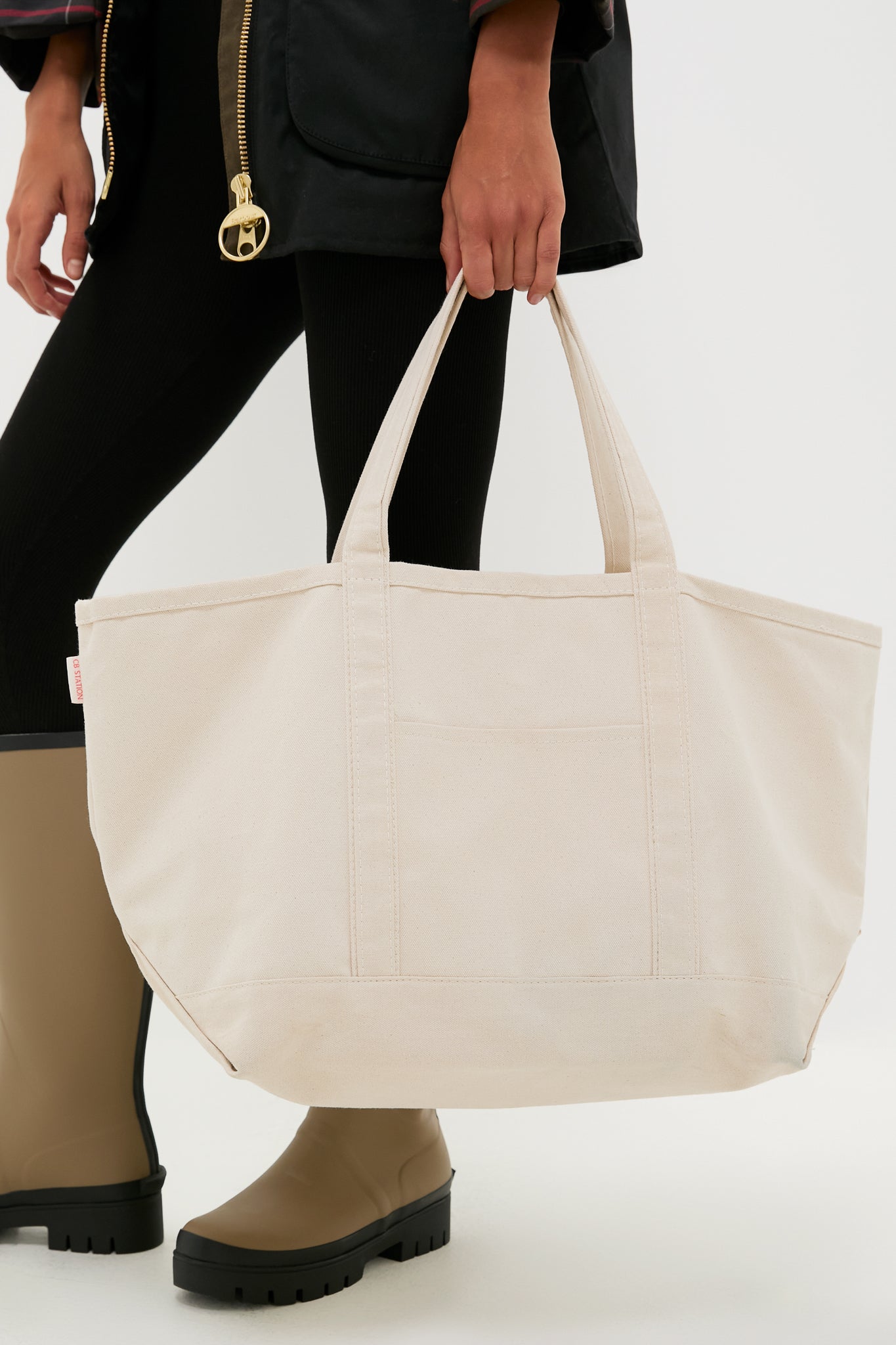Natural Large Canvas Tote-Get Girly