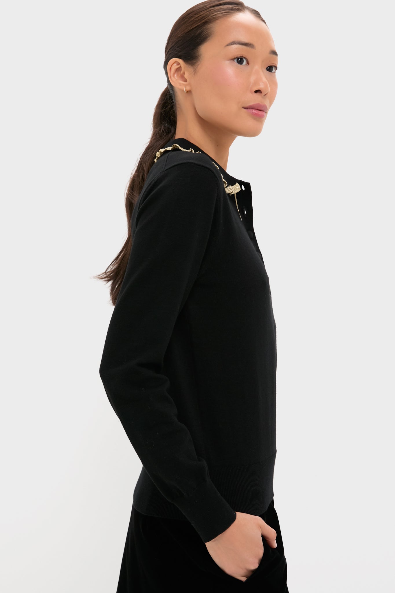 Black Annalane Collared Sweater-Get Girly