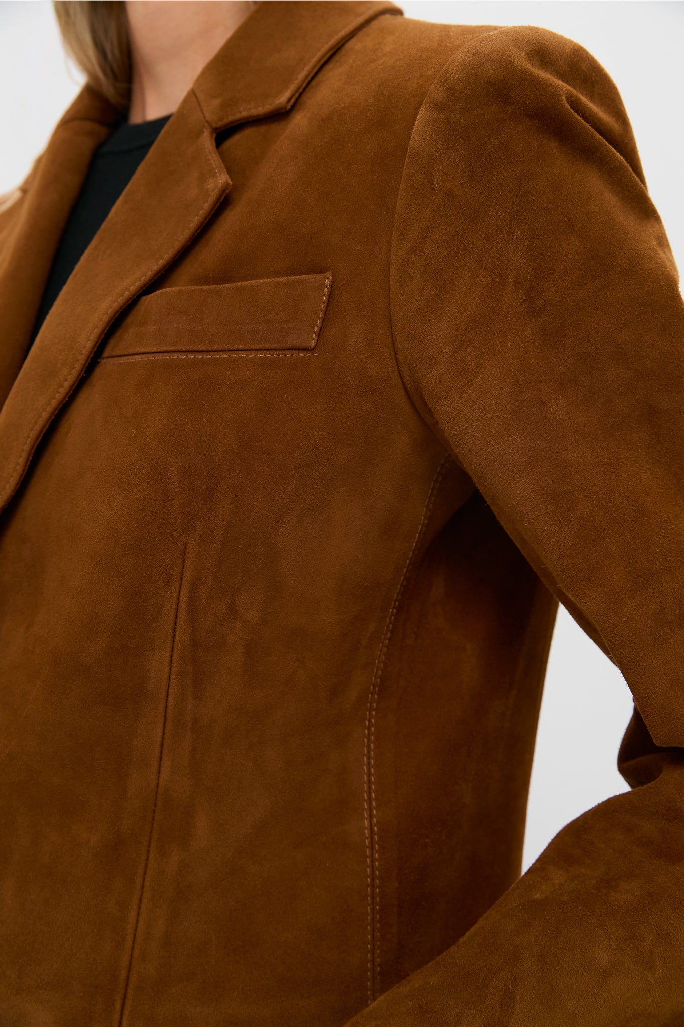 Toffee Suede Leo Blazer-Get Girly