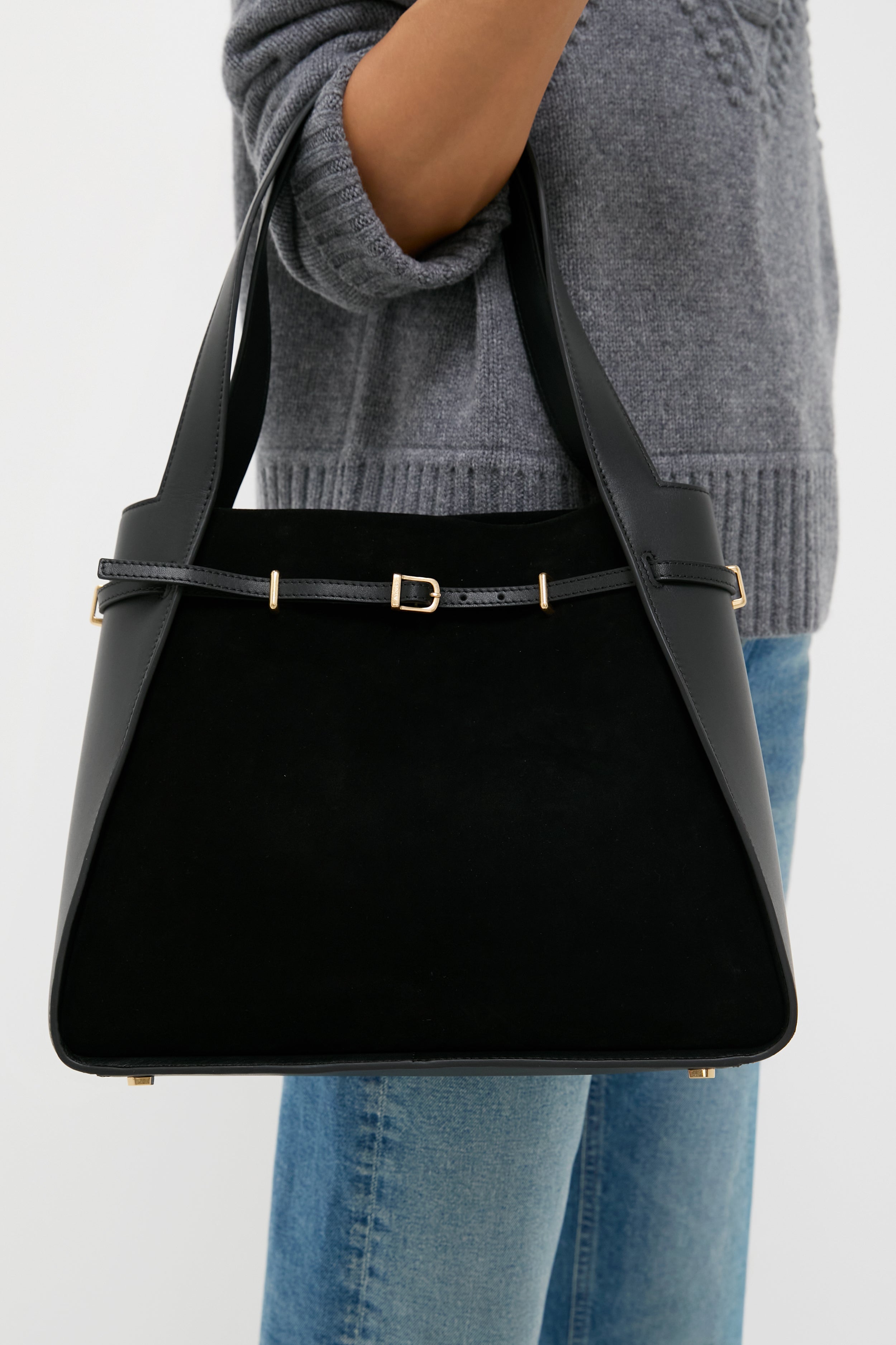 Black Cleo Suede Tote-Get Girly